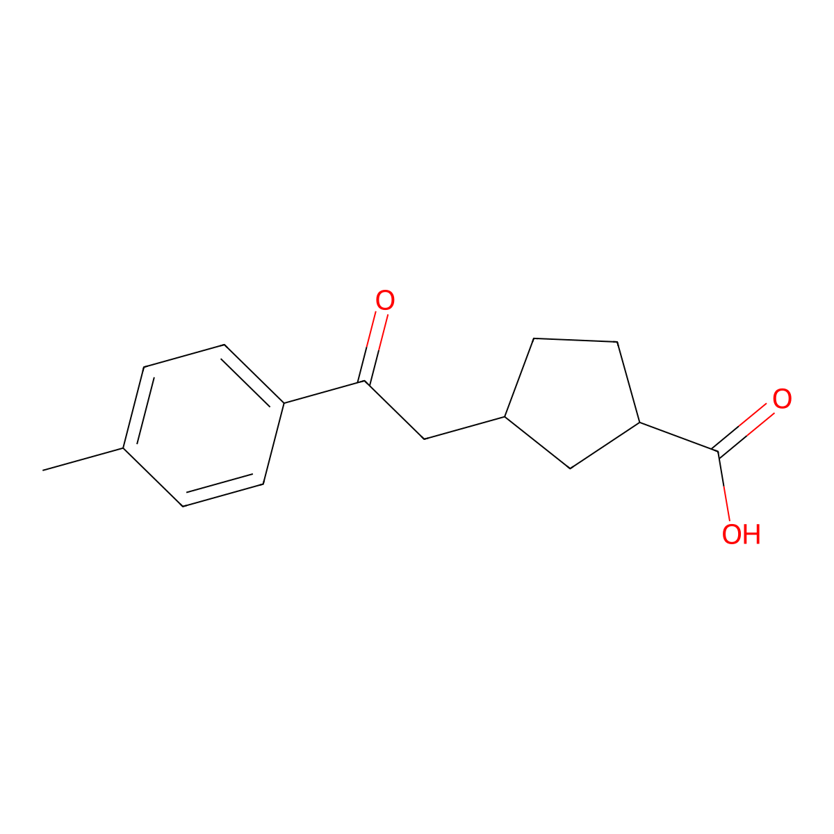 cis-3-[2-(4-Methylphenyl)-2-oxoethyl]-cyclopentane-1-carboxylic acid molecular structure, CAS 733740-26-6