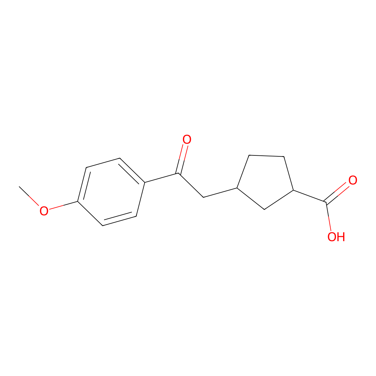 cis-3-[2-(4-Methoxyphenyl)-2-oxoethyl]-cyclopentane-1-carboxylic acid molecular structure, CAS 733740-29-9