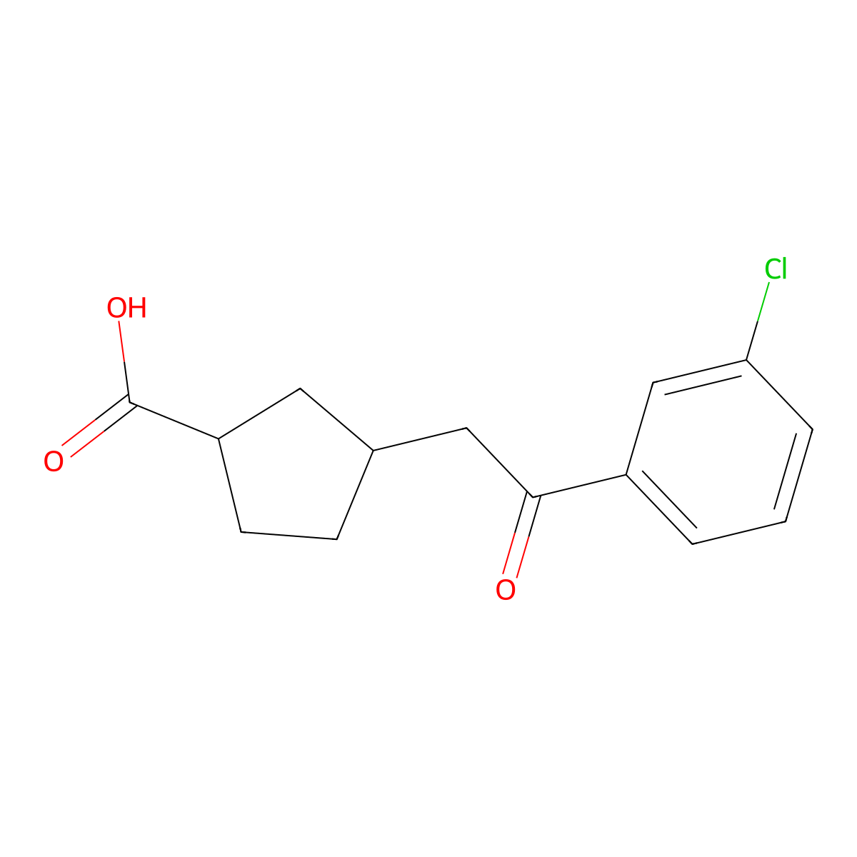 cis-3-[2-(3-Chlorophenyl)-2-oxoethyl]-cyclopentane-1-carboxylic acid molecular structure, CAS 733740-35-7