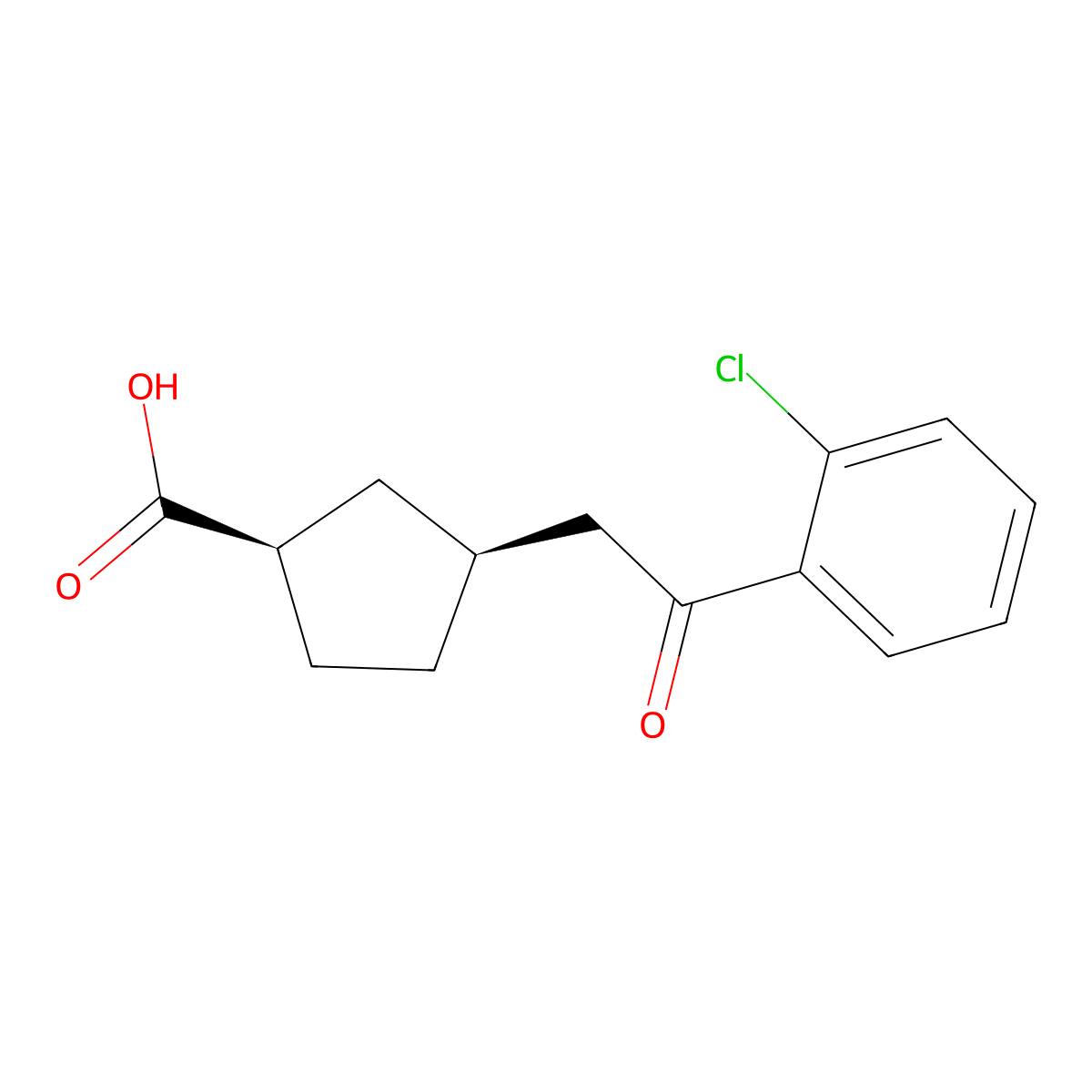 cis-3-[2-(2-Chlorophenyl)-2-oxoethyl]cyclopentane-1-carboxylic acid molecular structure, CAS 733740-40-4