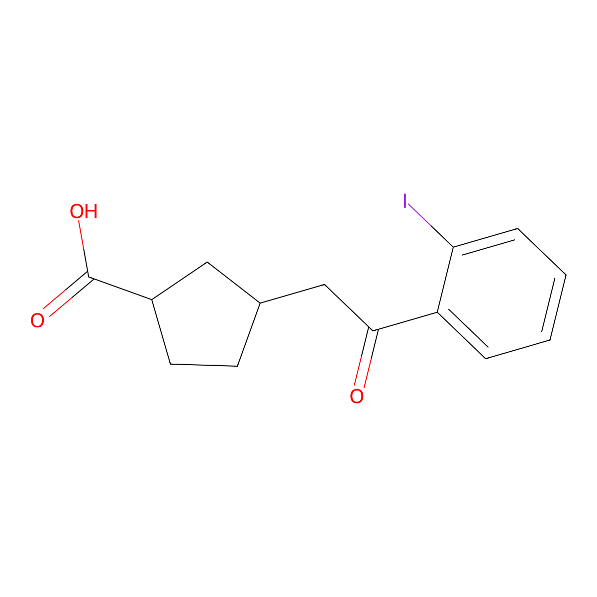 cis-3-[2-(2-Iodophenyl)-2-oxoethyl]-cyclopentane-1-carboxylic acid molecular structure, CAS 733740-42-6
