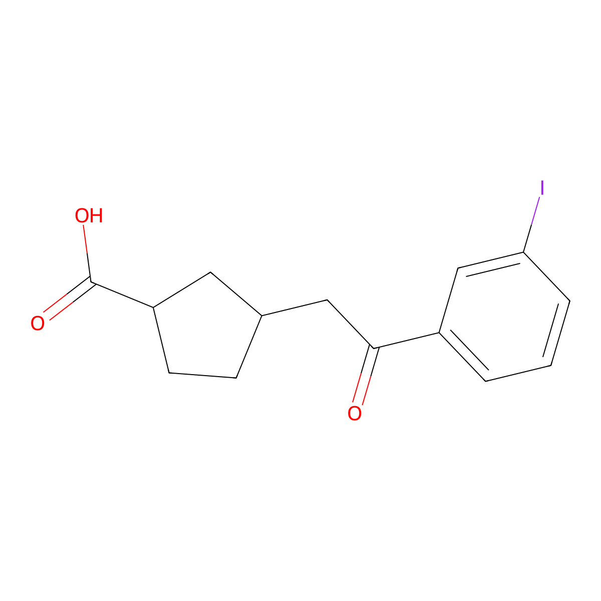 cis-3-[2-(3-Iodophenyl)-2-oxoethyl]-cyclopentane-1-carboxylic acid molecular structure, CAS 733740-43-7