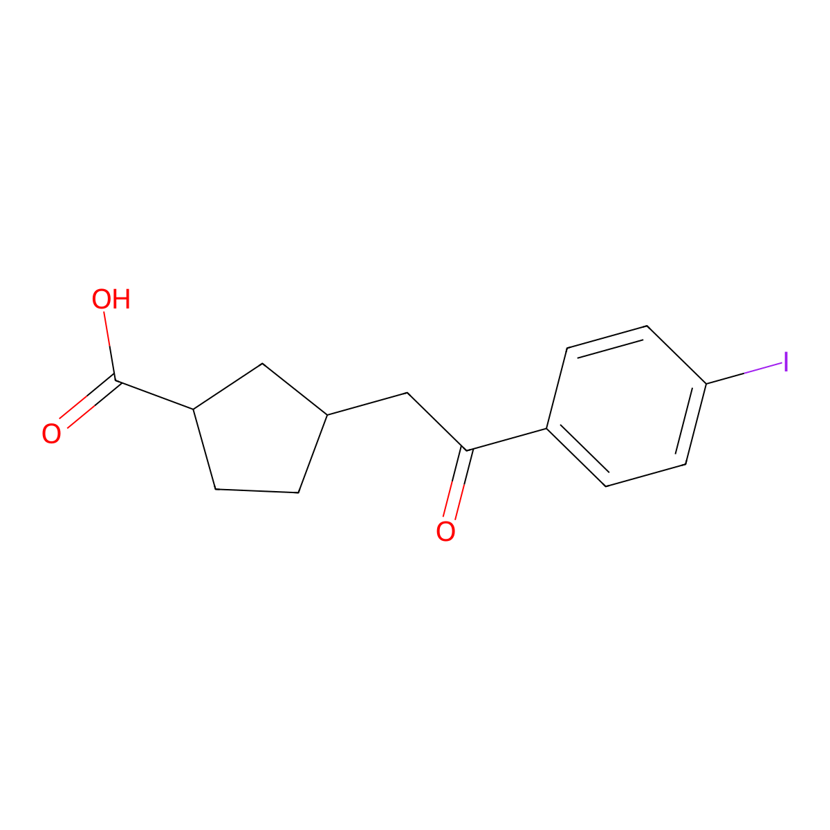 cis-3-[2-(4-Iodophenyl)-2-oxoethyl]-cyclopentane-1-carboxylic acid molecular structure, CAS 733740-44-8