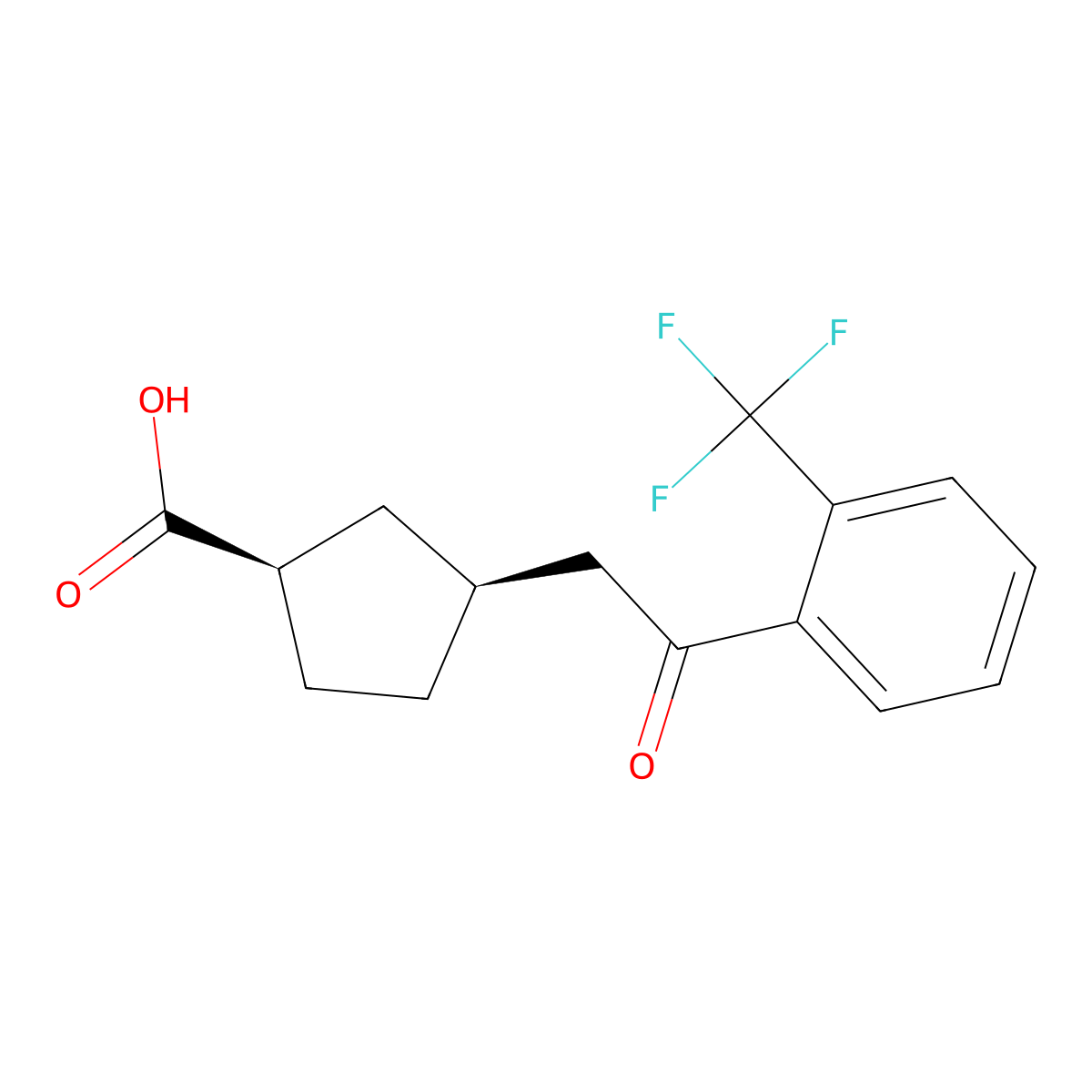 cis-3-[2-Oxo-2-(2-trifluoromethylphenyl)ethyl]cyclopentane-1-carboxylic acid molecular structure, CAS 733740-45-9