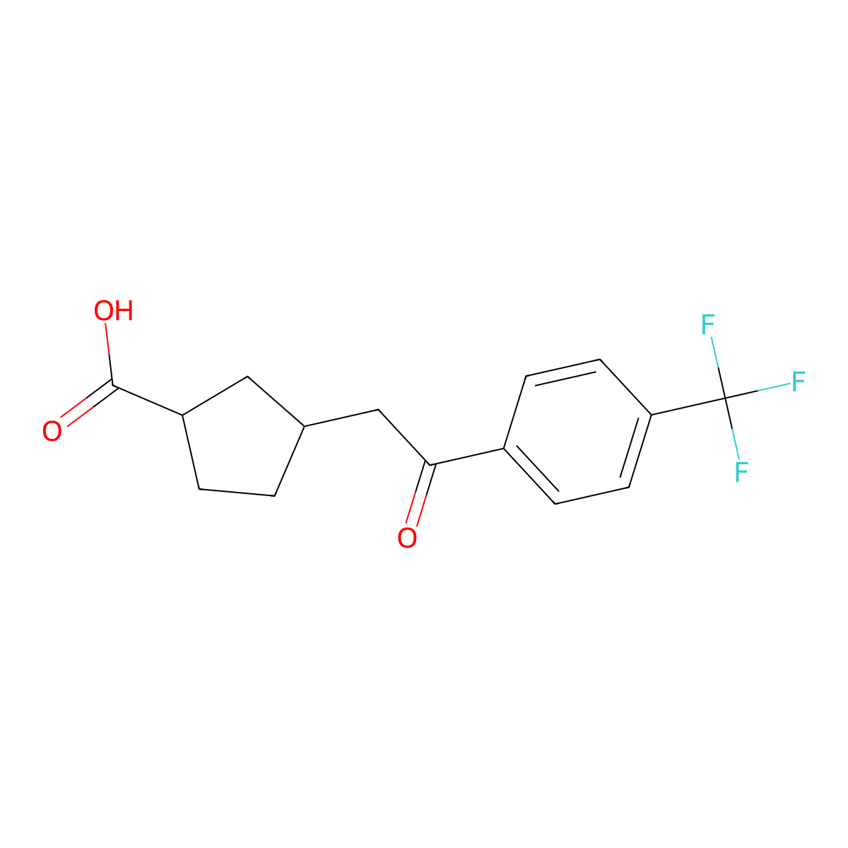 cis-3-[2-Oxo-2-(4-trifluoromethylphenyl)-ethyl]cyclopentane-1-carboxylic acid molecular structure, CAS 733740-47-1