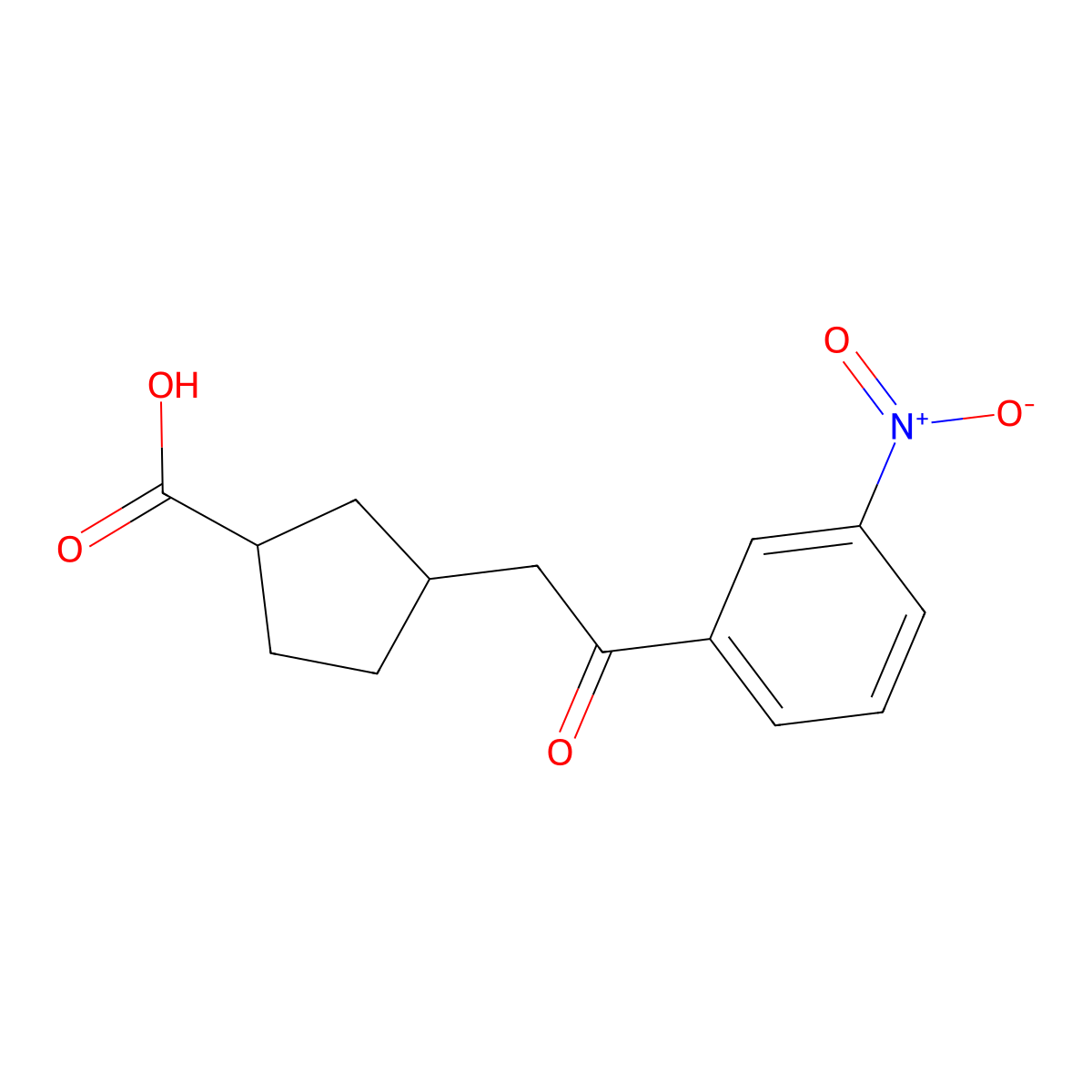 cis-3-[2-Oxo-2-(3-nitrophenyl)ethyl]-cyclopentane-1-carboxylic acid molecular structure, CAS 733740-49-3