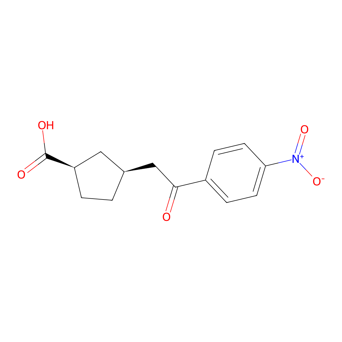 cis-3-[2-Oxo-2-(4-nitrophenyl)ethyl]cyclopentane-1-carboxylic acid molecular structure, CAS 733740-50-6