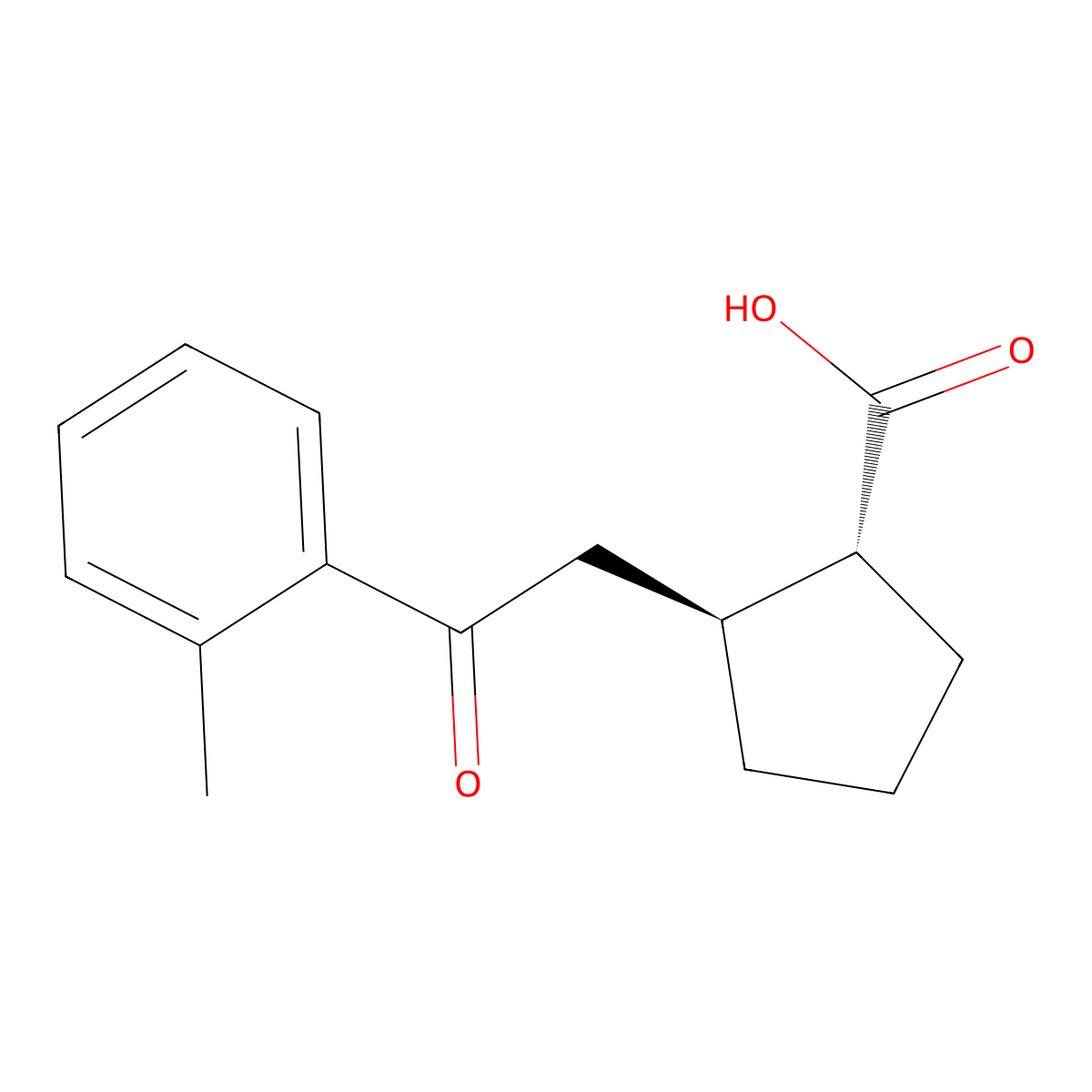 trans-2-[2-(2-Methylphenyl)-2-oxoethyl]cyclopentane-1-carboxylic acid molecular structure, CAS 733740-52-8