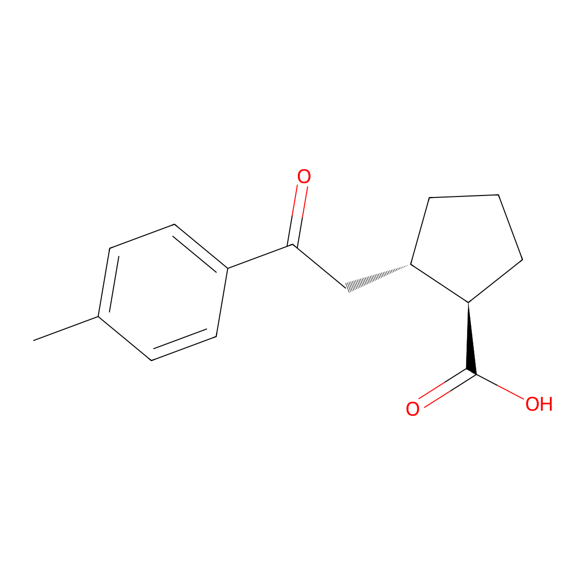 trans-2-[2-(4-Methylphenyl)-2-oxoethyl]cyclopentane-1-carboxylic acid molecular structure, CAS 733740-54-0