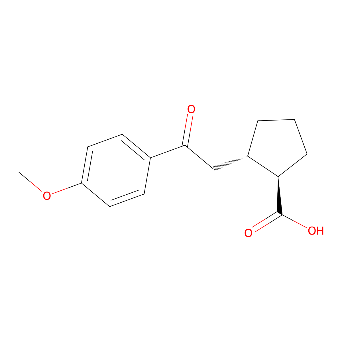 trans-2-[2-(4-Methoxyphenyl)-2-oxoethyl]cyclopentane-1-carboxylic acid molecular structure, CAS 733740-57-3
