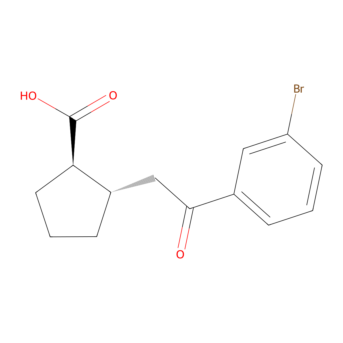 trans-2-[2-(3-Bromophenyl)-2-oxoethyl]cyclopentane-1-carboxylic acid molecular structure, CAS 733740-61-9