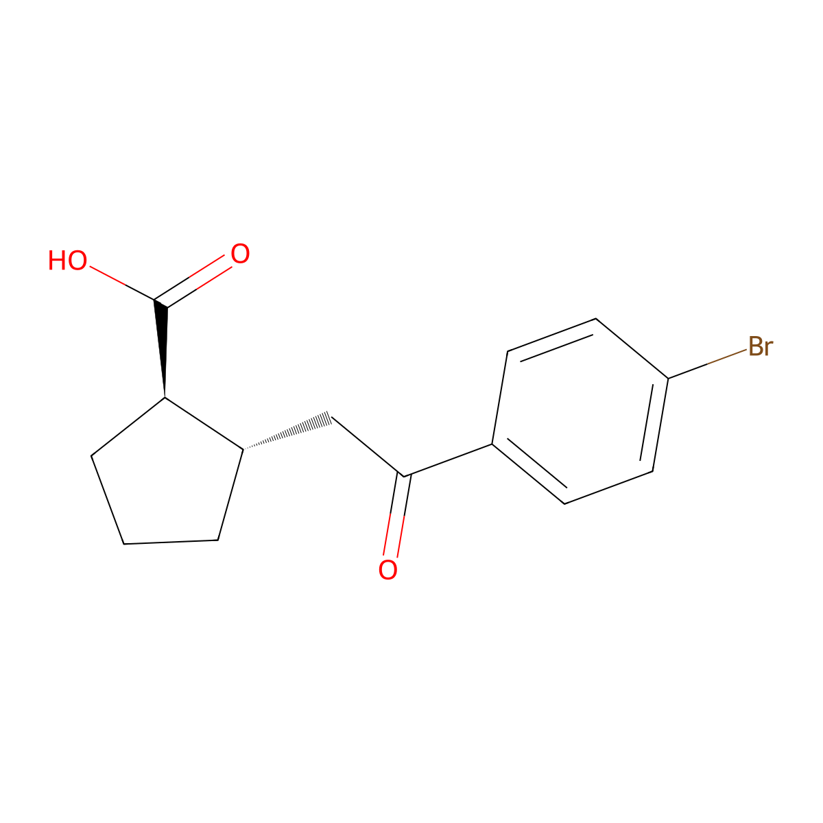 trans-2-[2-(4-Bromophenyl)-2-oxoethyl]cyclopentane-1-carboxylic acid molecular structure, CAS 733740-62-0