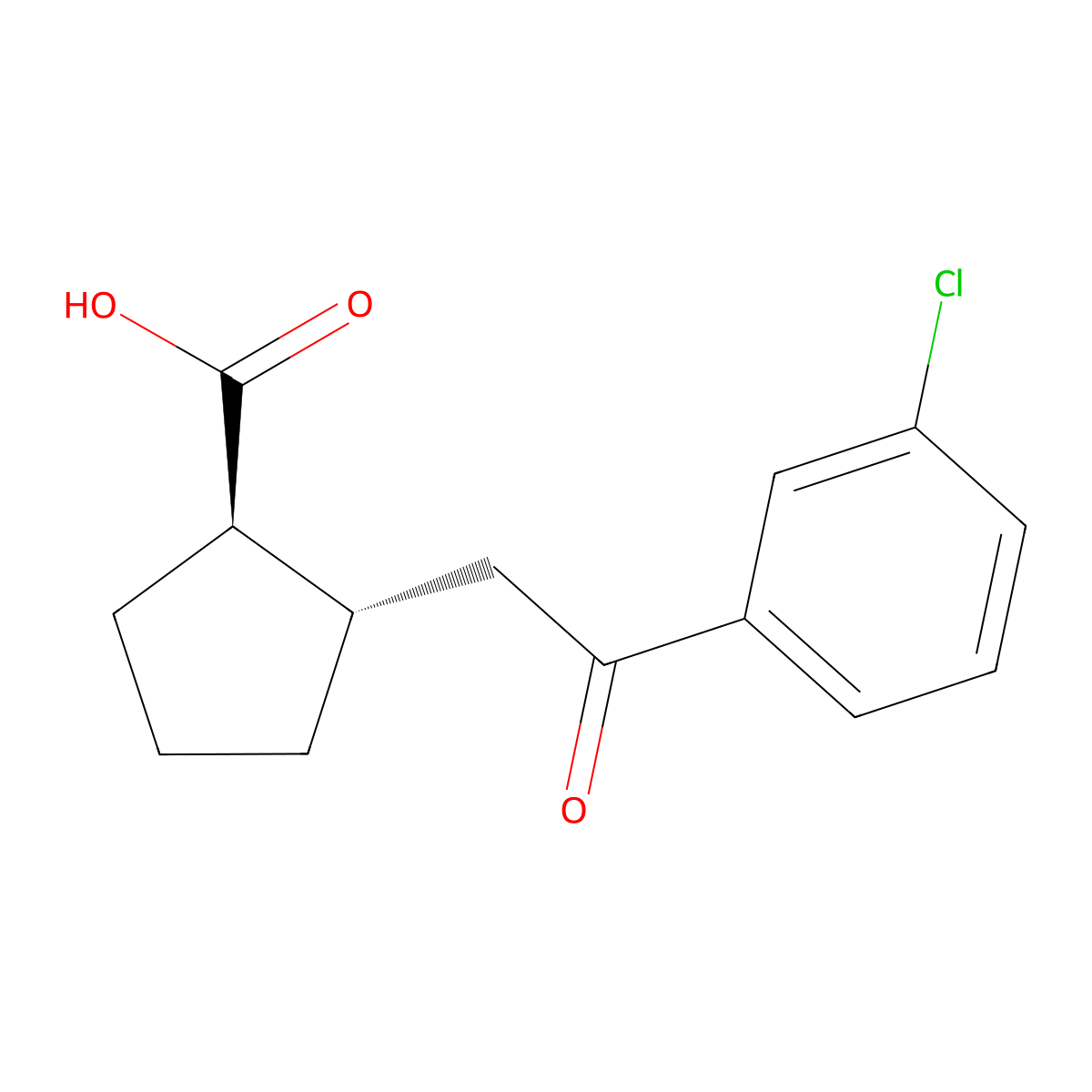 trans-2-[2-(3-Chlorophenyl)-2-oxoethyl]cyclopentane-1-carboxylic acid molecular structure, CAS 733740-63-1