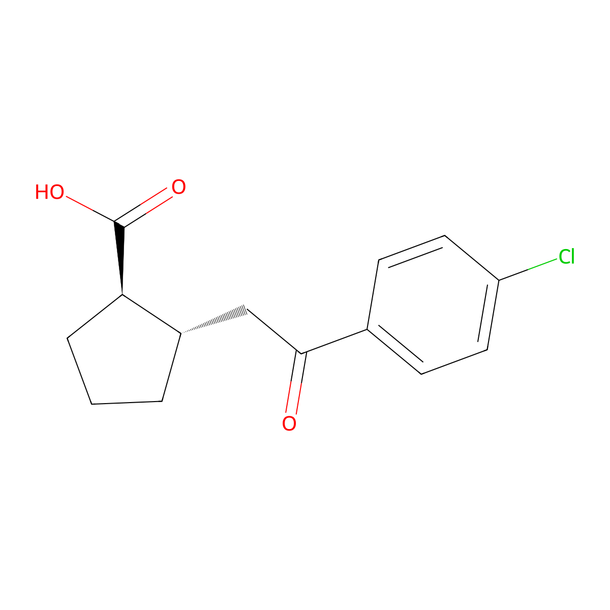 trans-2-[2-(4-Chlorophenyl)-2-oxoethyl]cyclopentane-1-carboxylic acid molecular structure, CAS 733740-64-2