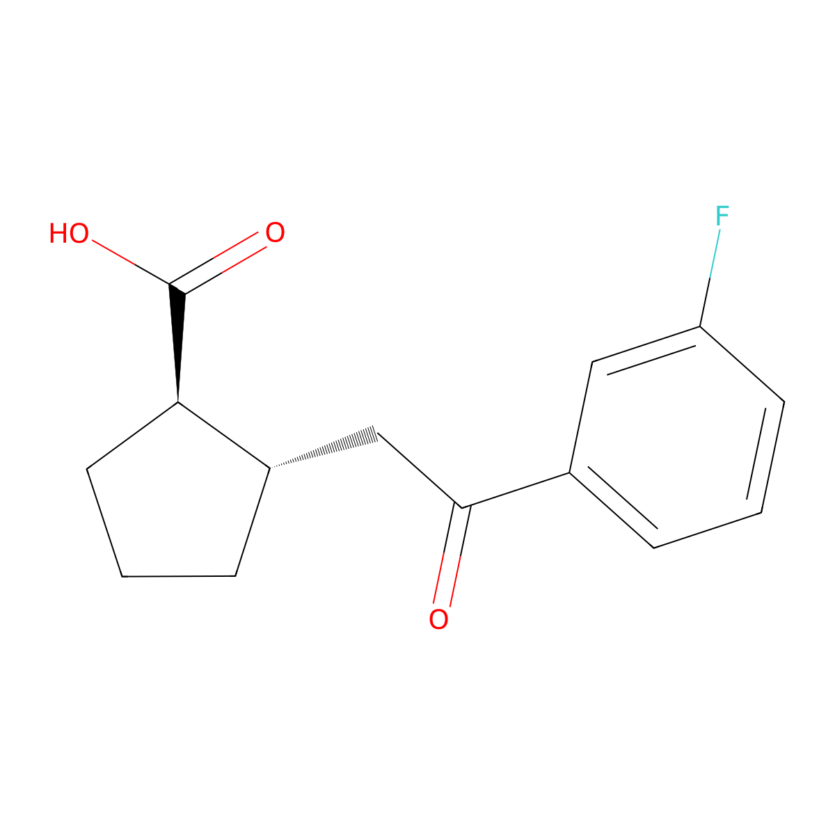 trans-2-[2-(3-Fluorophenyl)-2-oxoethyl]cyclopentane-1-carboxylic acid molecular structure, CAS 733740-65-3