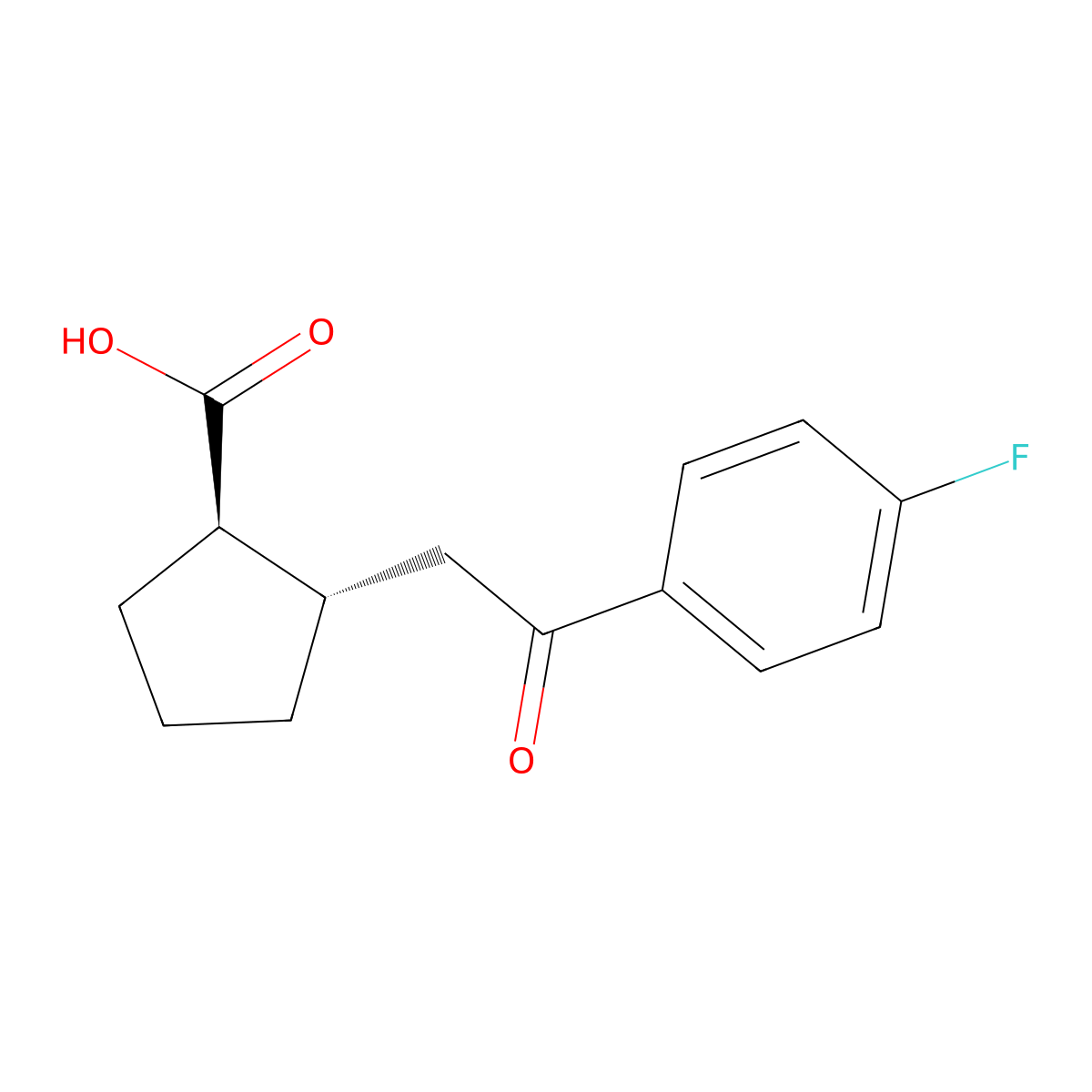 trans-2-[2-(4-Fluorophenyl)-2-oxoethyl]cyclopentane-1-carboxylic acid molecular structure, CAS 733740-66-4