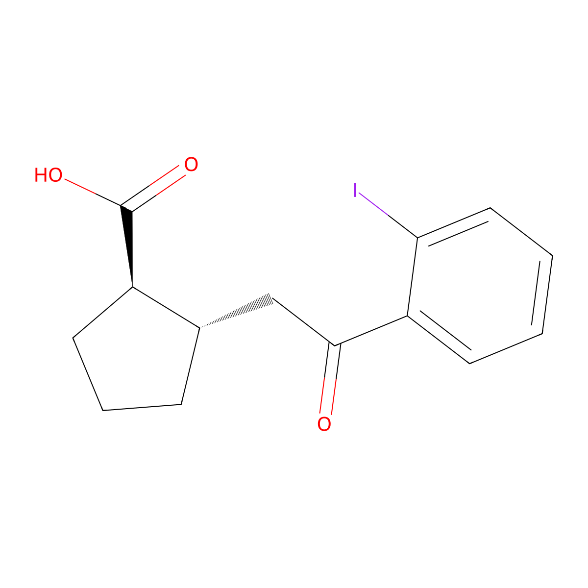 trans-2-[2-(2-Iodophenyl)-2-oxoethyl]cyclopentane-1-carboxylic acid molecular structure, CAS 733740-70-0