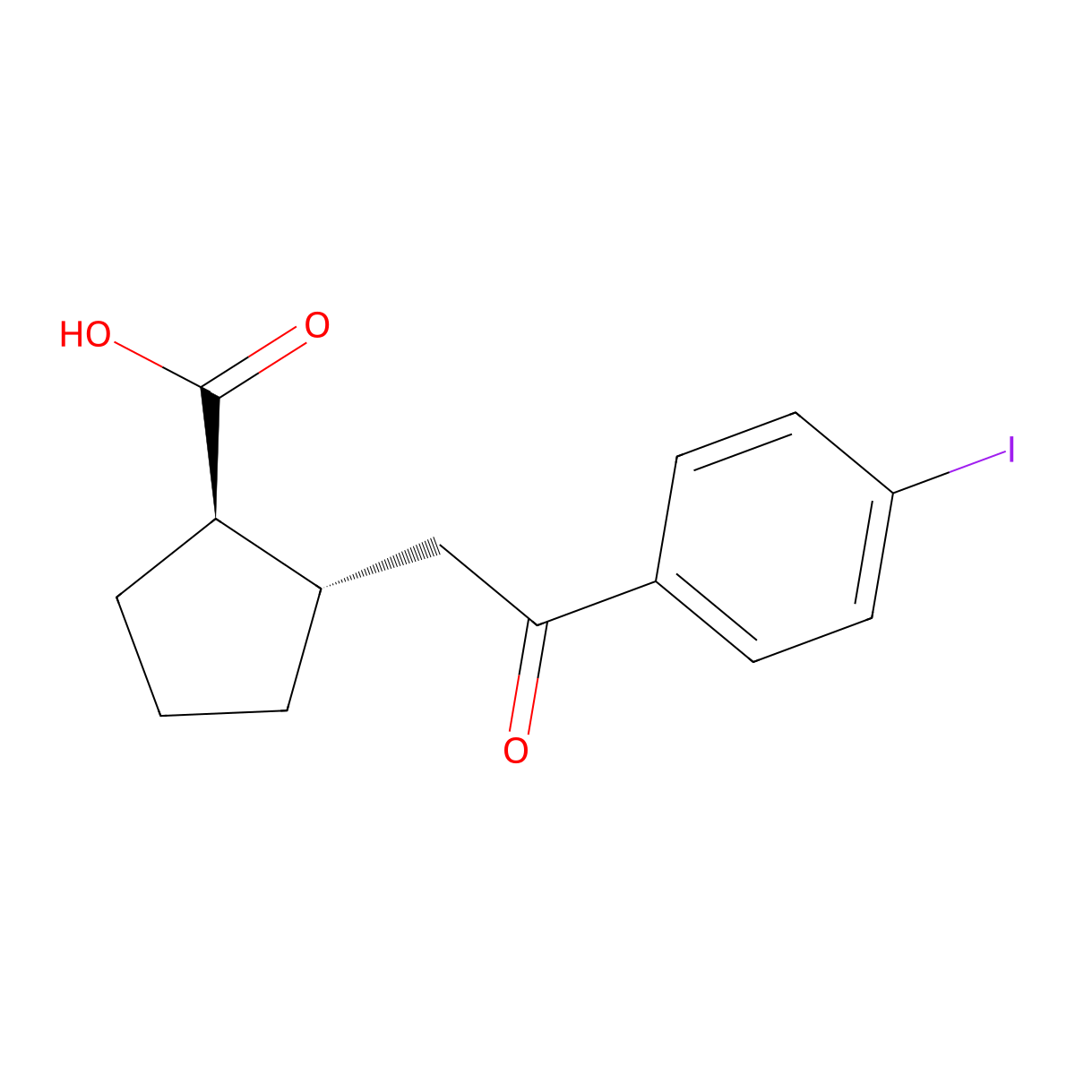 trans-2-[2-(4-Iodophenyl)-2-oxoethyl]cyclopentane-1-carboxylic acid molecular structure, CAS 733740-72-2