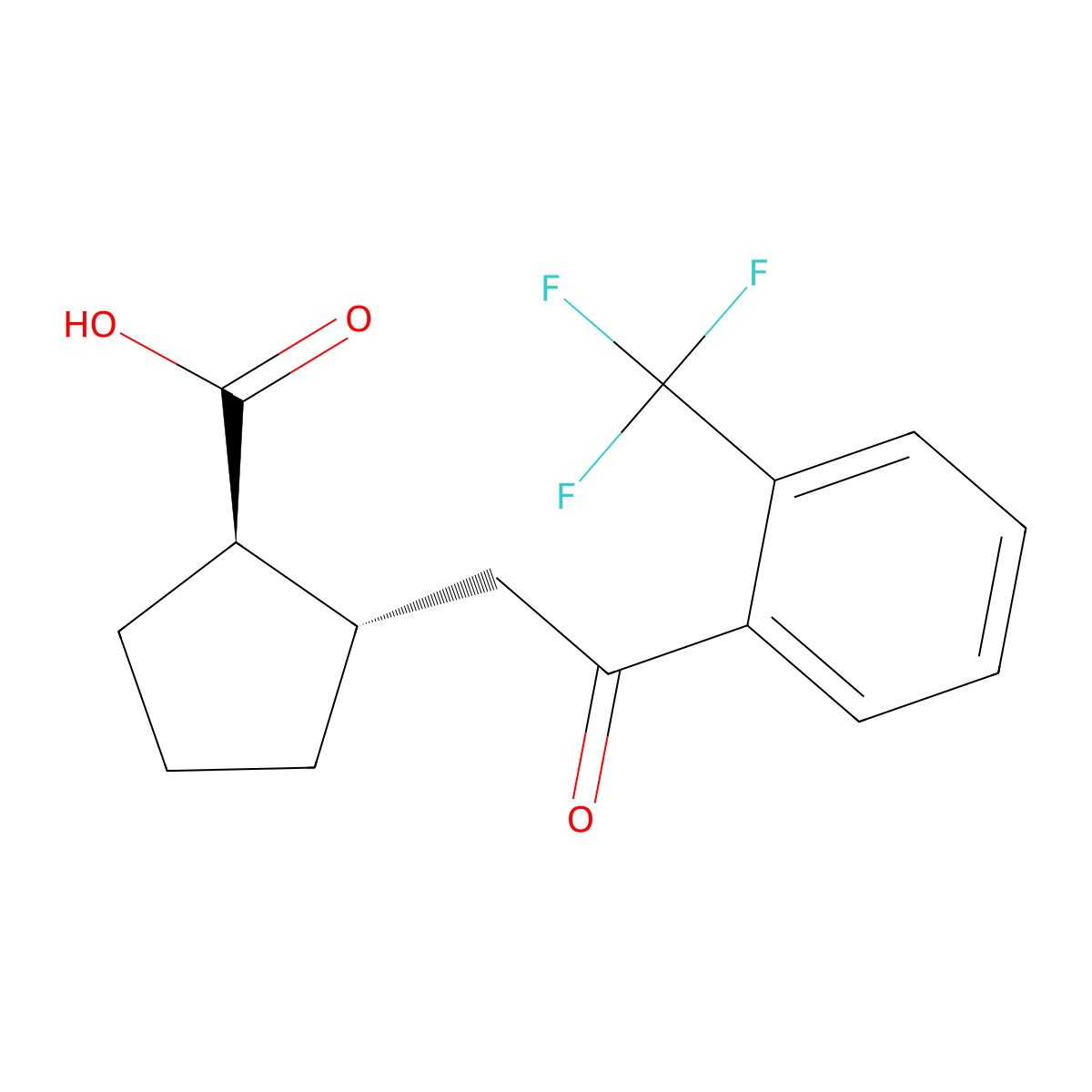 trans-2-[2-Oxo-2-(2-trifluoromethylphenyl)ethyl]cyclopentane-1-carboxylic acid molecular structure, CAS 733740-73-3