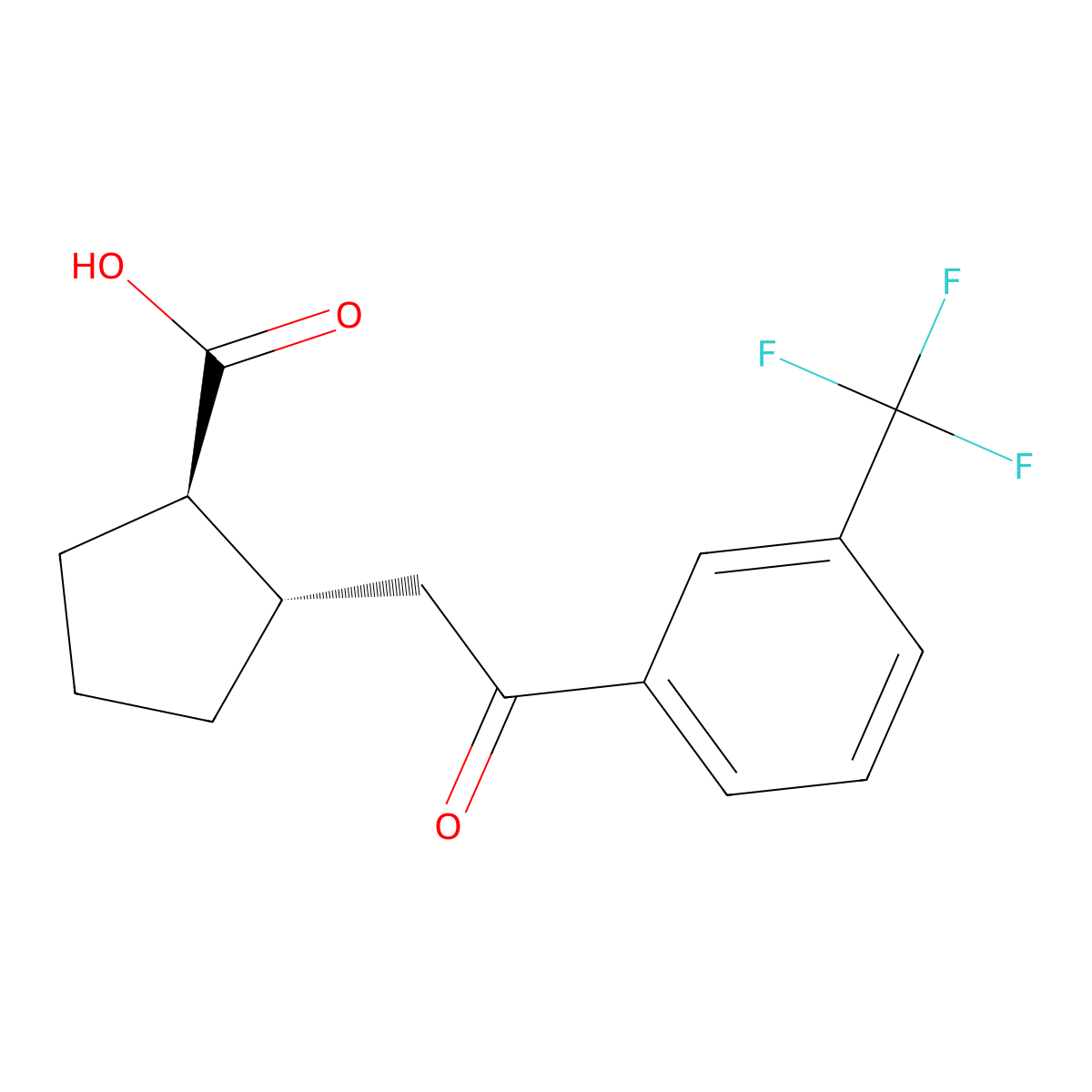 trans-2-[2-Oxo-2-(3-trifluoromethylphenyl)ethyl]cyclopentane-1-carboxylic acid molecular structure, CAS 733740-74-4