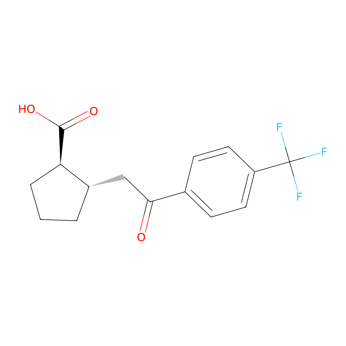 trans-2-[2-Oxo-2-(4-trifluoromethylphenyl)ethyl]cyclopentane-1-carboxylic acid molecular structure, CAS 733740-75-5