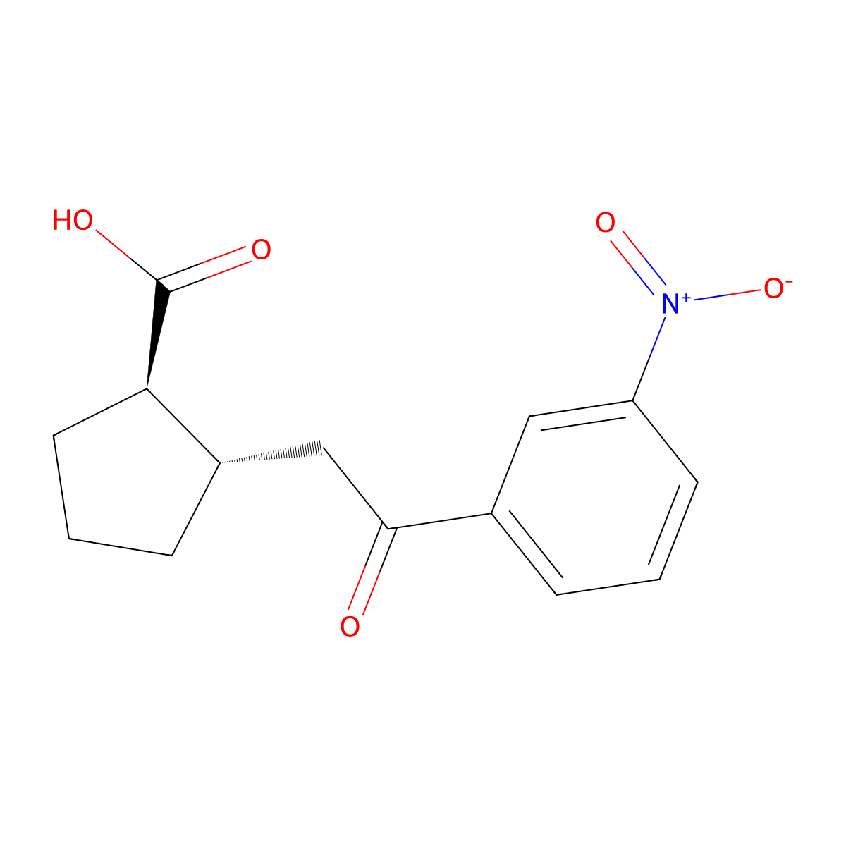 trans-2-[2-Oxo-2-(3-nitrophenyl)ethyl]cyclopentane-1-carboxylic acid molecular structure, CAS 733740-77-7