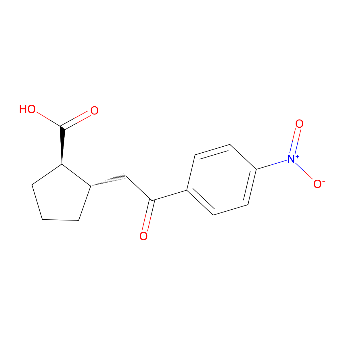 trans-2-[2-Oxo-2-(4-nitrophenyl)ethyl]cyclopentane-1-carboxylic acid molecular structure, CAS 733740-78-8
