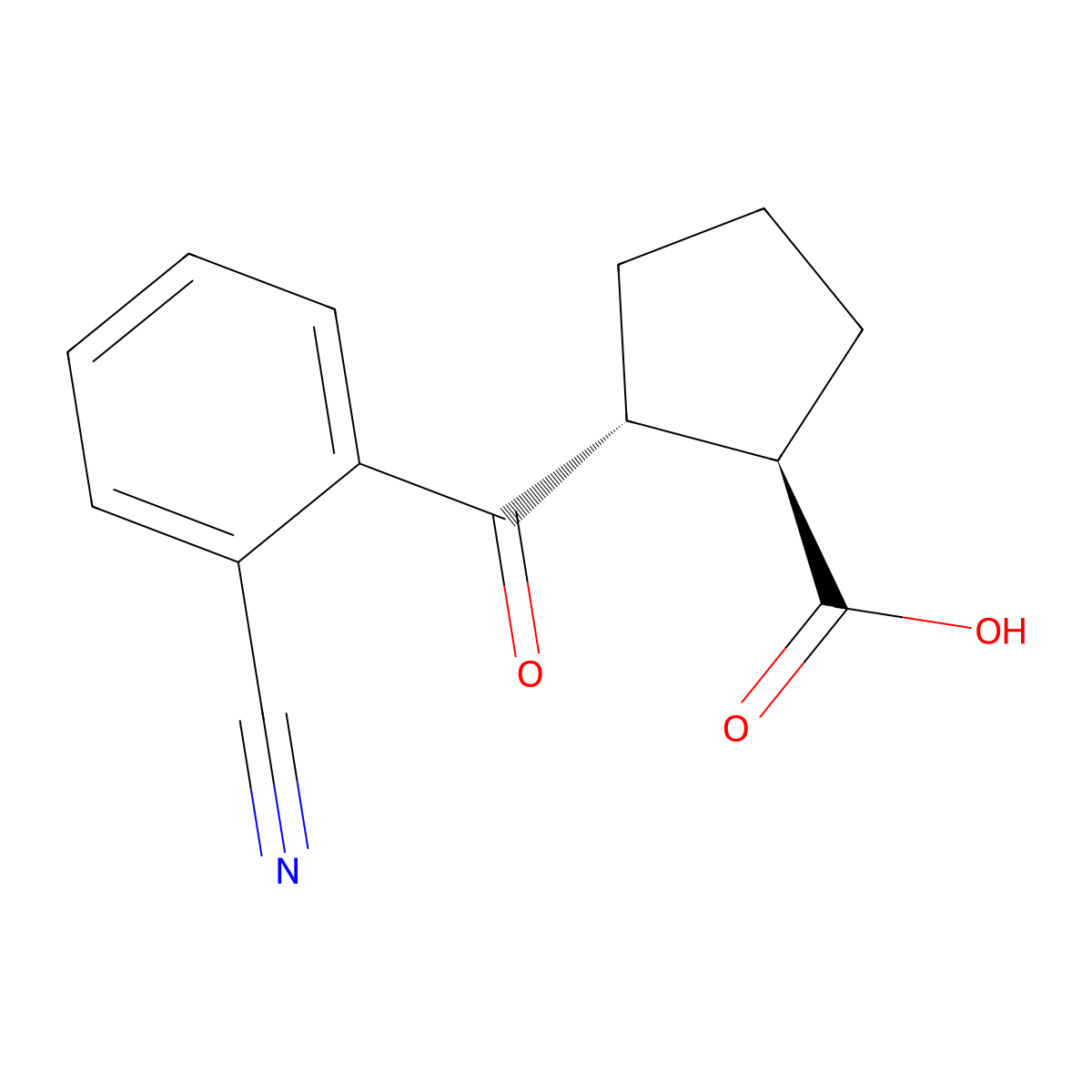 trans-2-(2-Cyanobenzoyl)cyclopentane-1-carboxylic acid molecular structure, CAS 733740-85-7