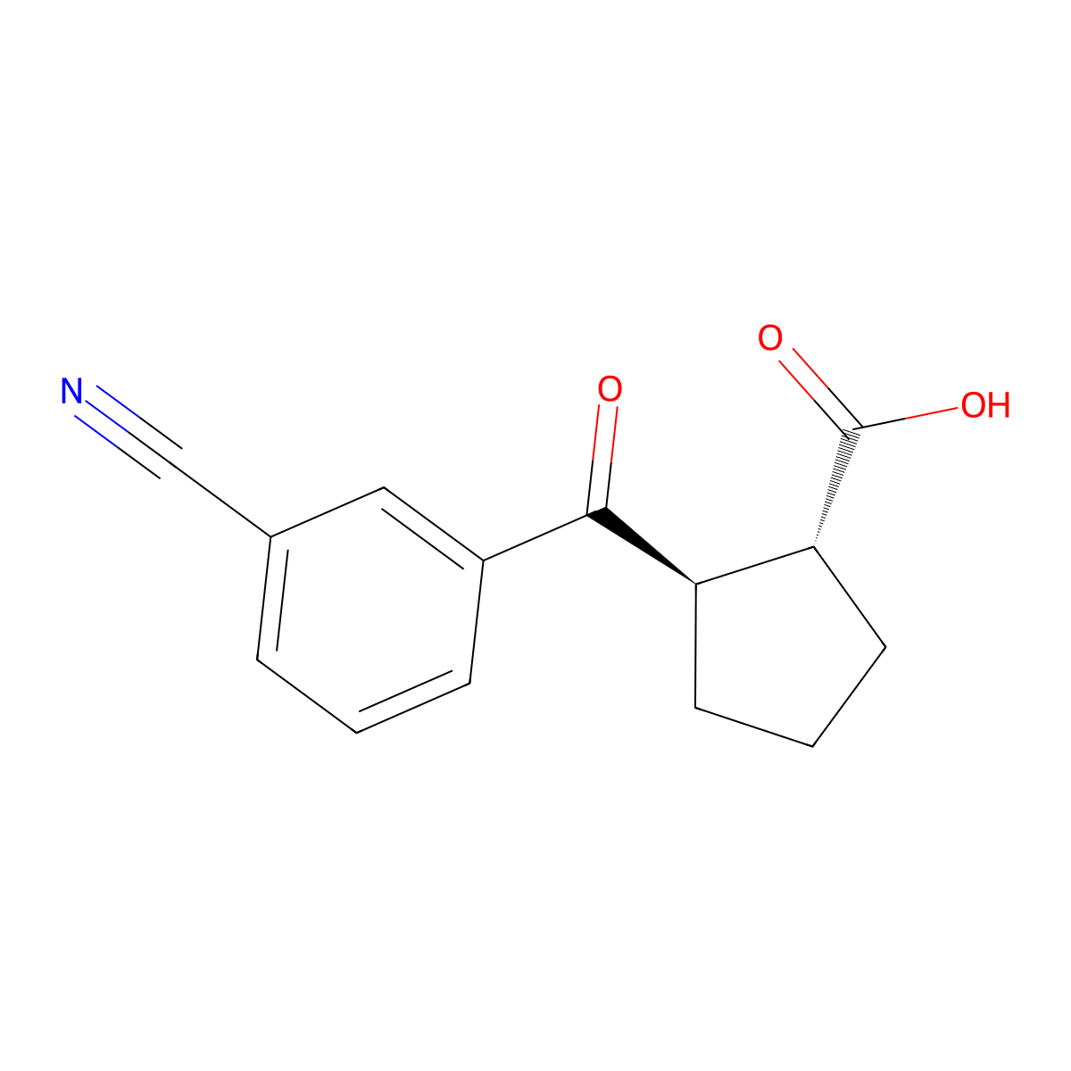 trans-2-(3-Cyanobenzoyl)cyclopentane-1-carboxylic acid molecular structure, CAS 733740-86-8