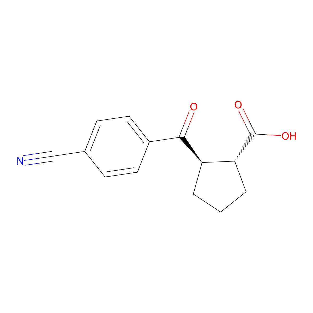 trans-2-(4-Cyanobenzoyl)cyclopentane-1-carboxylic acid molecular structure, CAS 733740-87-9