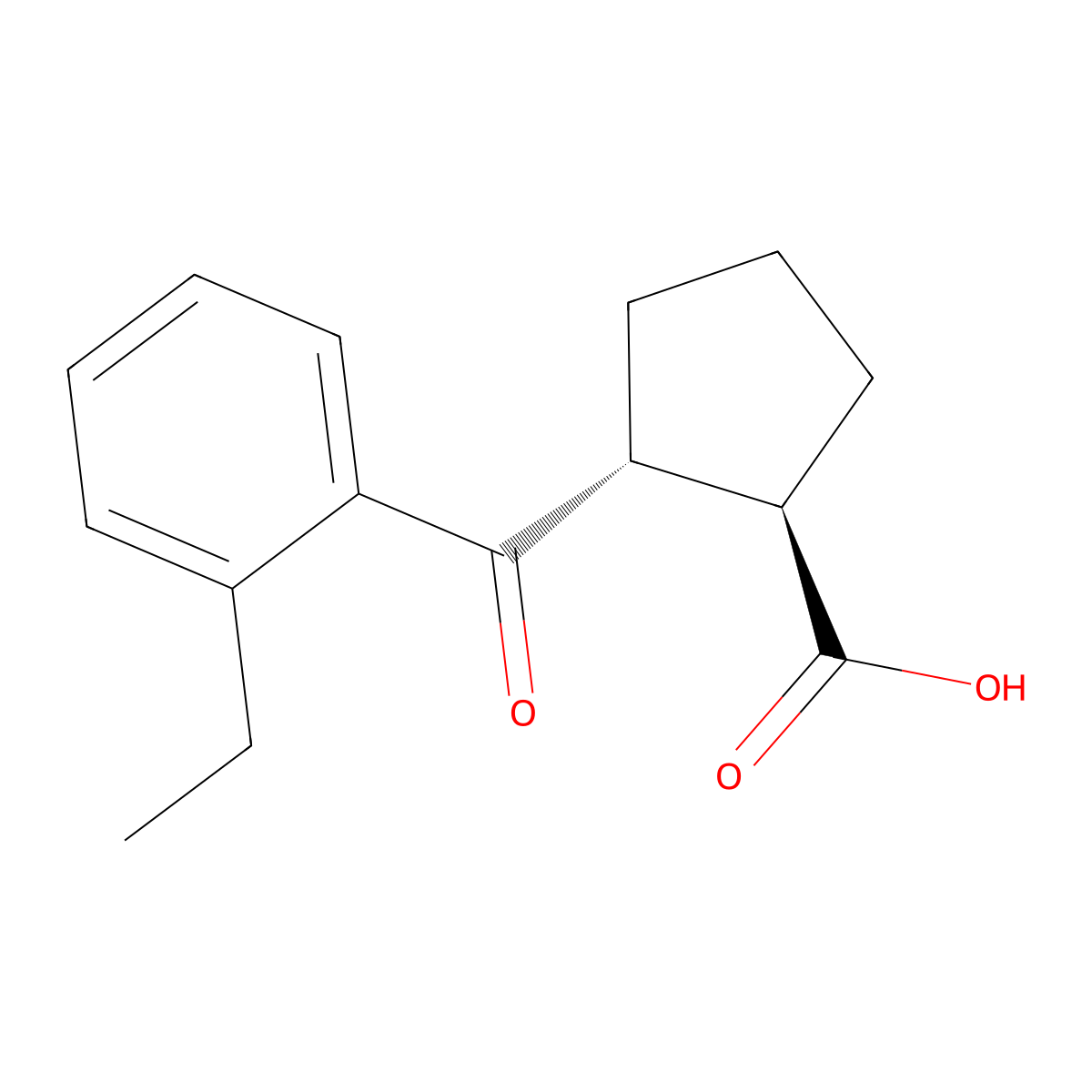 trans-2-(2-Ethylbenzoyl)cyclopentane-1-carboxylic acid molecular structure, CAS 733740-93-7
