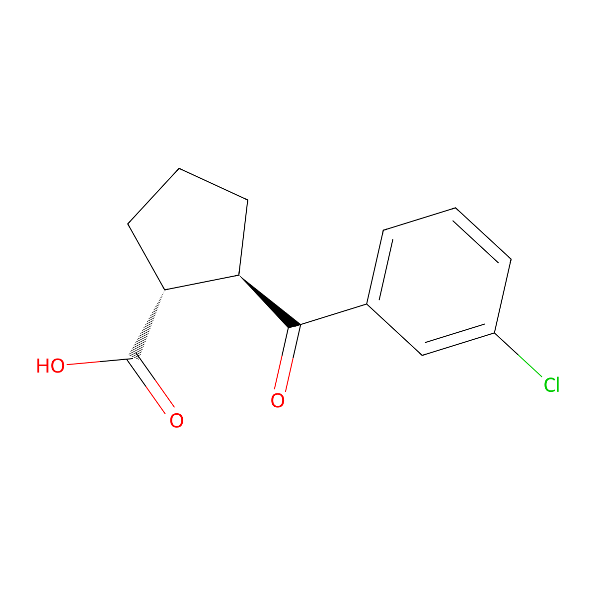 (1R,2R)-2-(3-Chlorobenzoyl)cyclopentane-1-carboxylic acid molecular structure, CAS 733741-00-9
