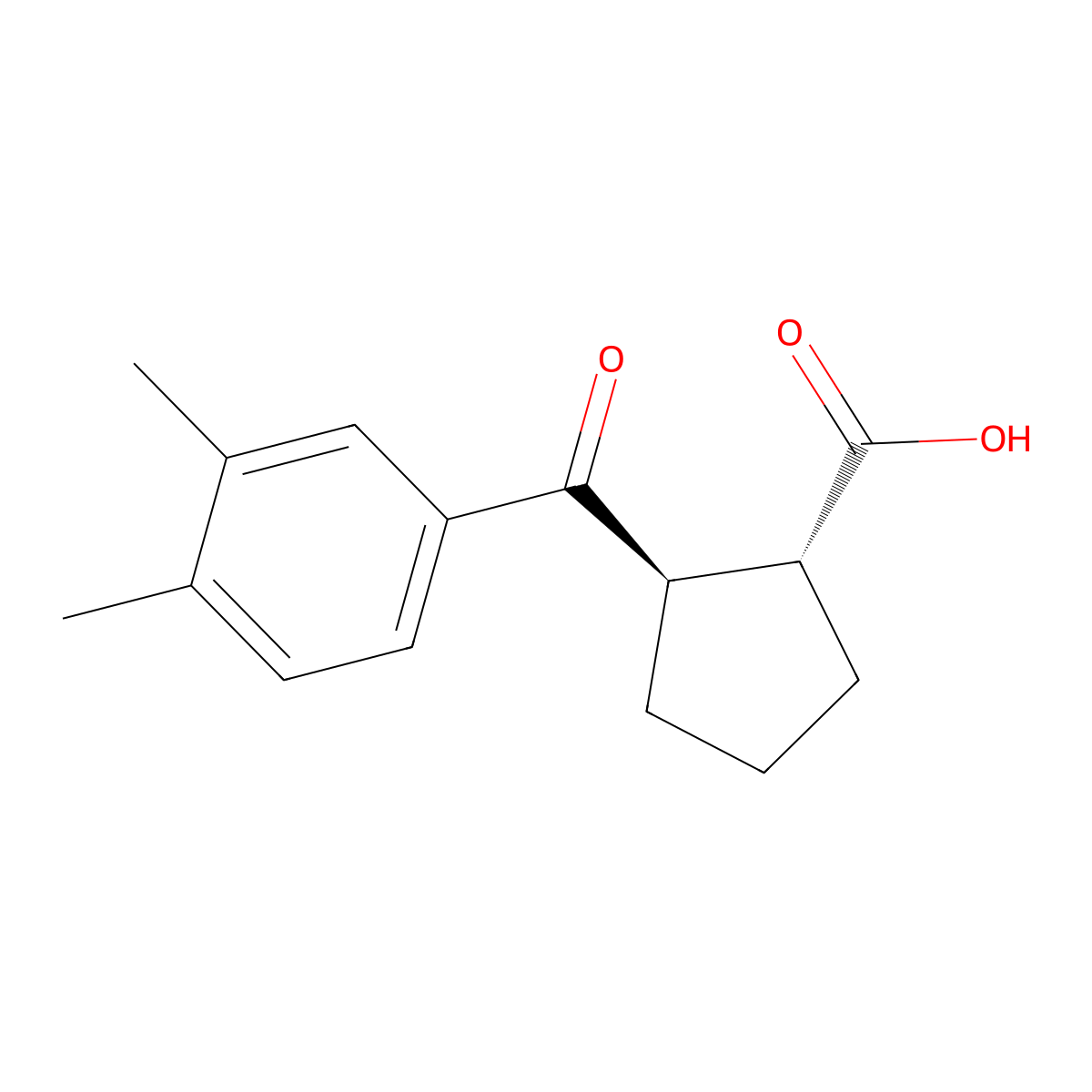 trans-2-(3,4-Dimethylbenzoyl)cyclopentane-1-carboxylic acid molecular structure, CAS 733741-19-0
