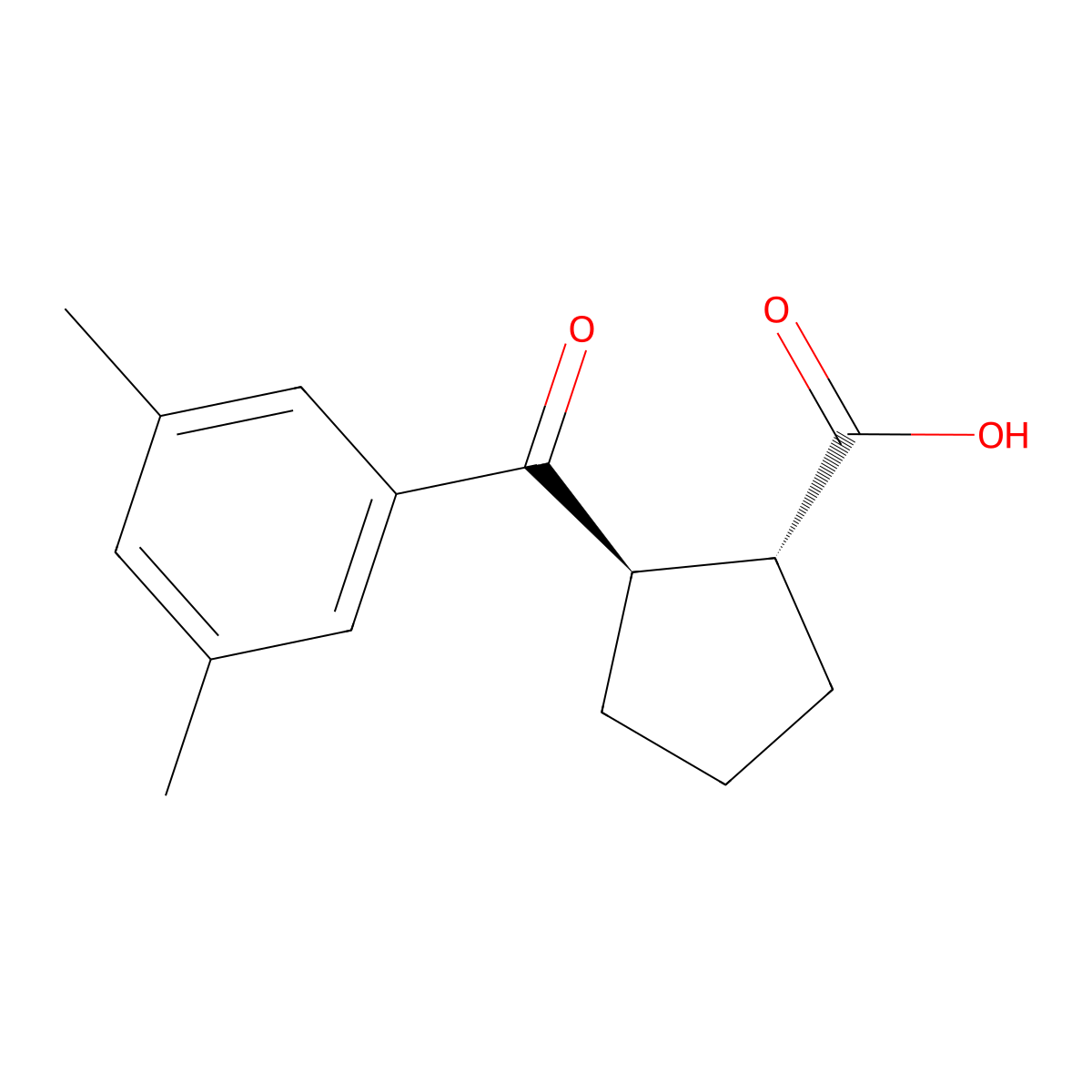 trans-2-(3,5-Dimethylbenzoyl)cyclopentane-1-carboxylic acid molecular structure, CAS 733741-21-4