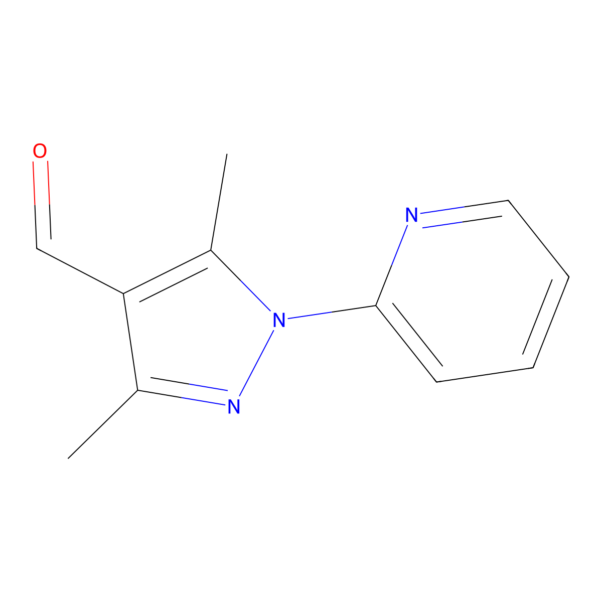 3,5-dimethyl-1-(pyridin-2-yl)-1H-pyrazole-4-carbaldehyde molecular structure, CAS 733745-73-8