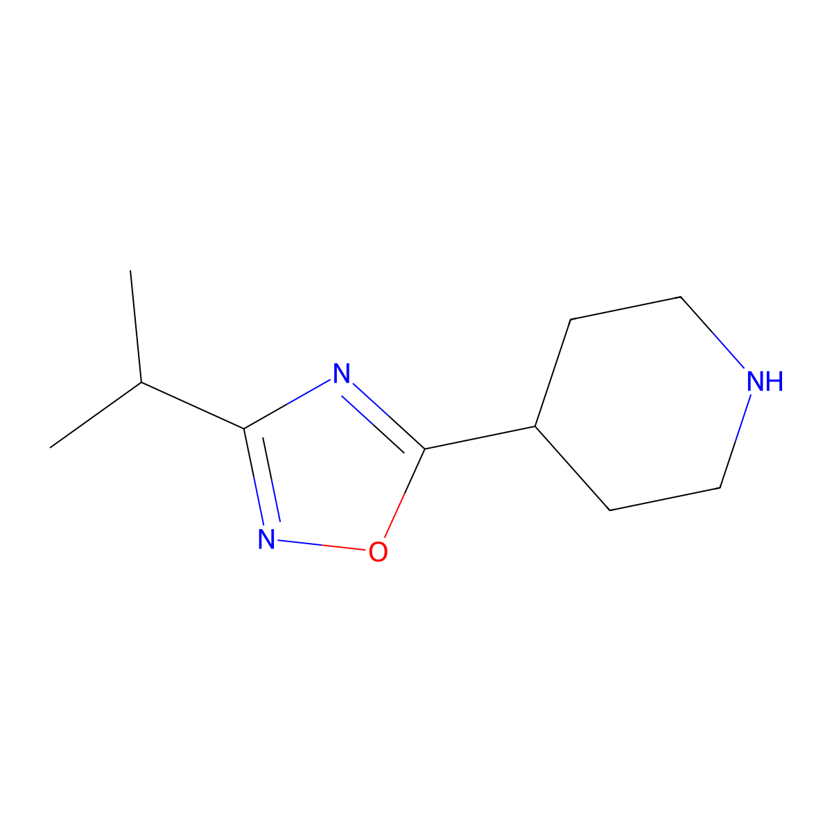 4-(3-(Propan-2-yl)-1,2,4-oxadiazol-5-yl)piperidine molecular structure, CAS 733748-92-0