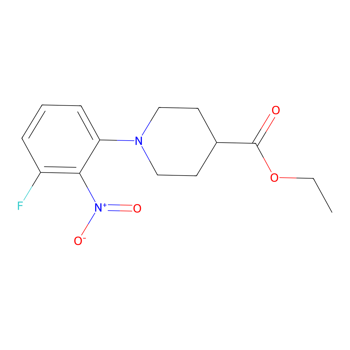 Ethyl 1-(3-fluoro-2-nitrophenyl)piperidine-4-carboxylate molecular structure, CAS 733749-63-8