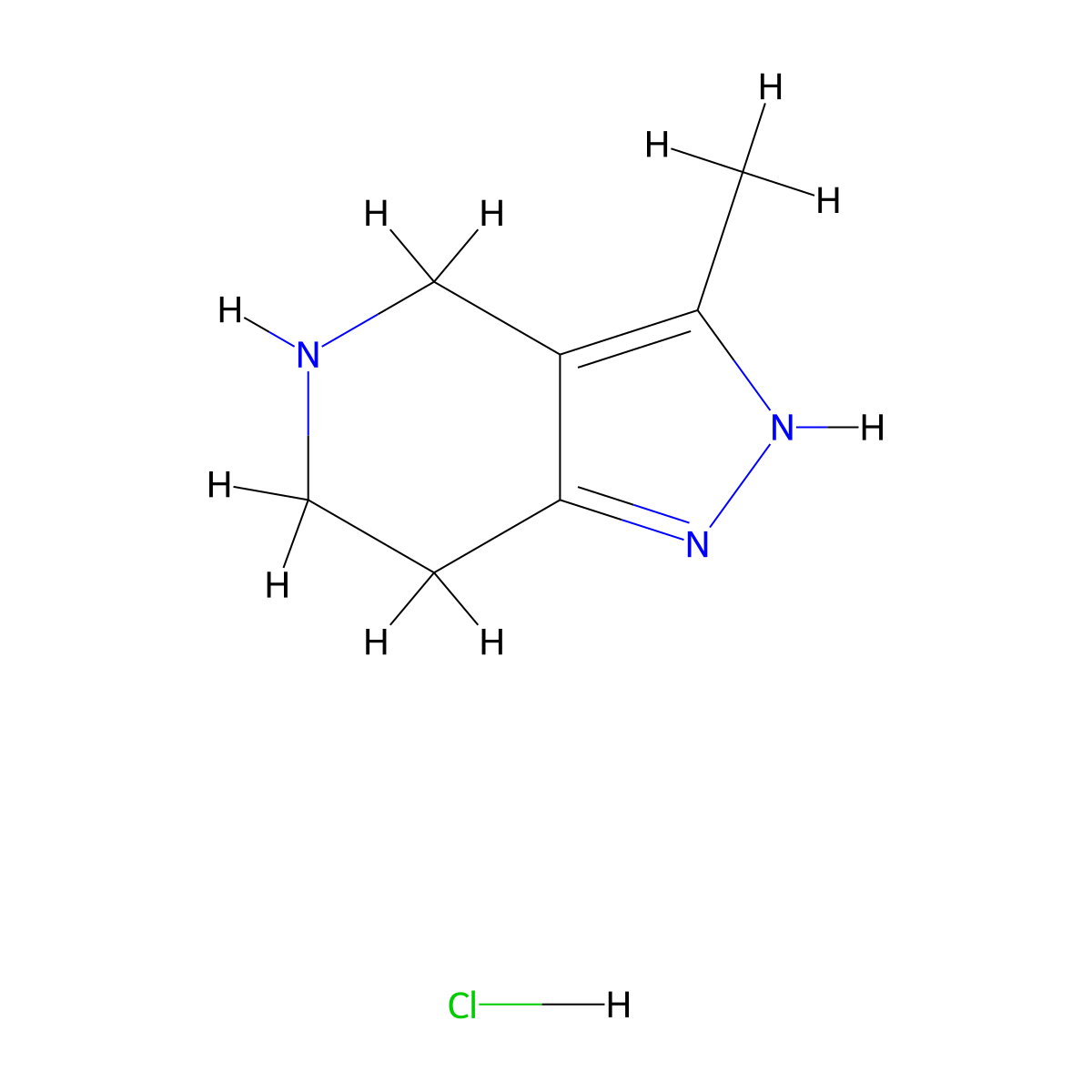 3-methyl-1H,4H,5H,6H,7H-pyrazolo[4,3-c]pyridine hydrochloride molecular structure, CAS 733757-76-1