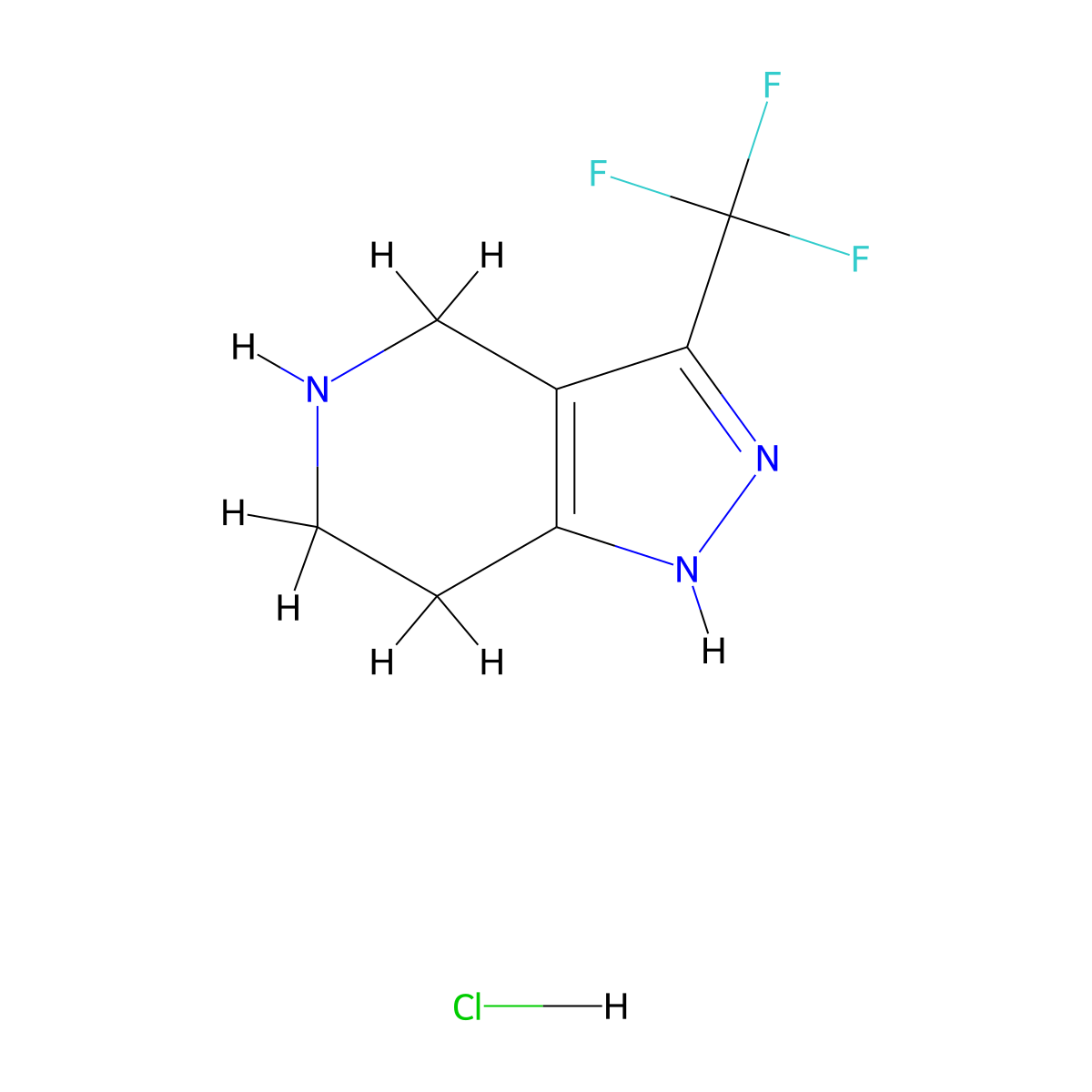 3-(Trifluoromethyl)-4,5,6,7-tetrahydro-1H-pyrazolo[4,3-c]pyridine hydrochloride molecular structure, CAS 733757-78-3