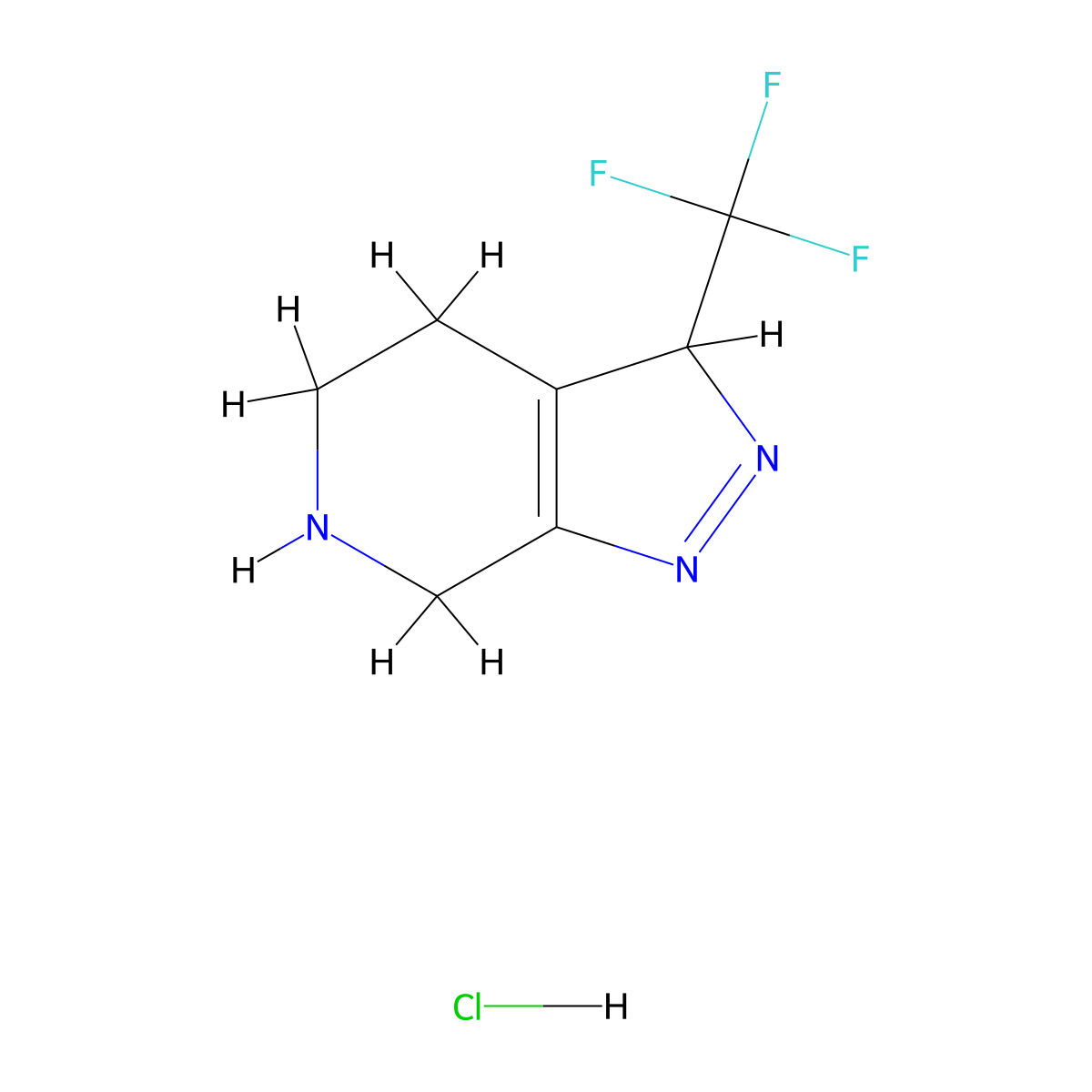 3-(Trifluoromethyl)-4,5,6,7-tetrahydro-3H-pyrazolo[3,4-c]pyridine hydrochloride molecular structure, CAS 733757-88-5