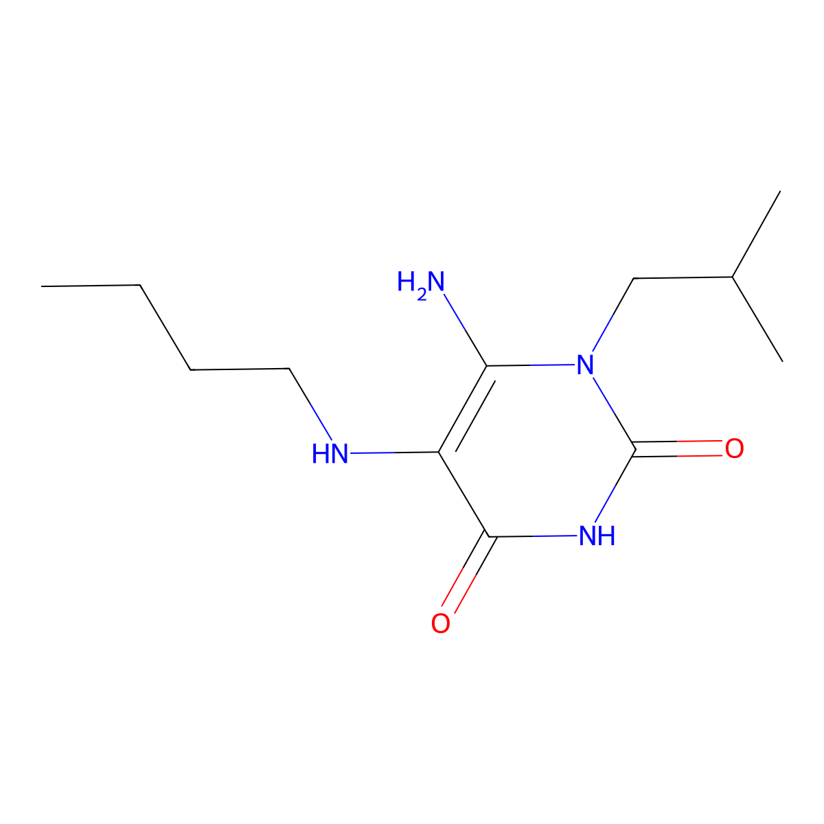 6-Amino-5-(butylamino)-1-(2-methylpropyl)-2,4(1H,3H)-pyrimidinedione molecular structure, CAS 733759-46-1
