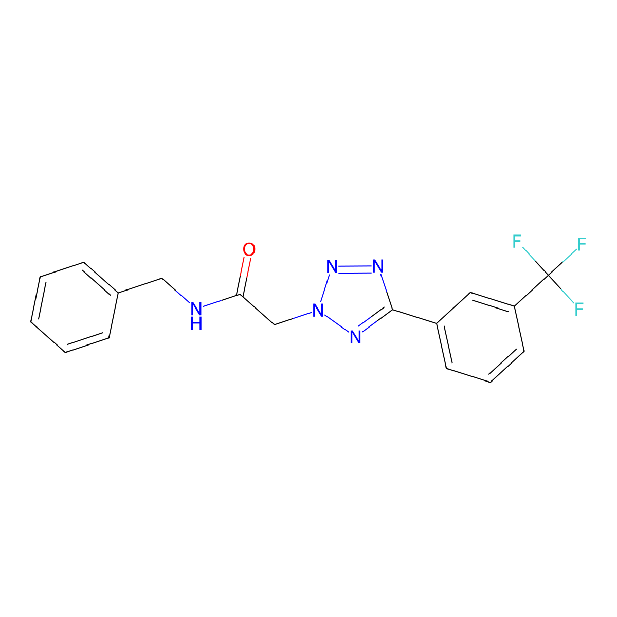 N-benzyl-2-[5-[3-(trifluoromethyl)phenyl]tetrazol-2-yl]acetamide molecular structure, CAS 733759-79-0