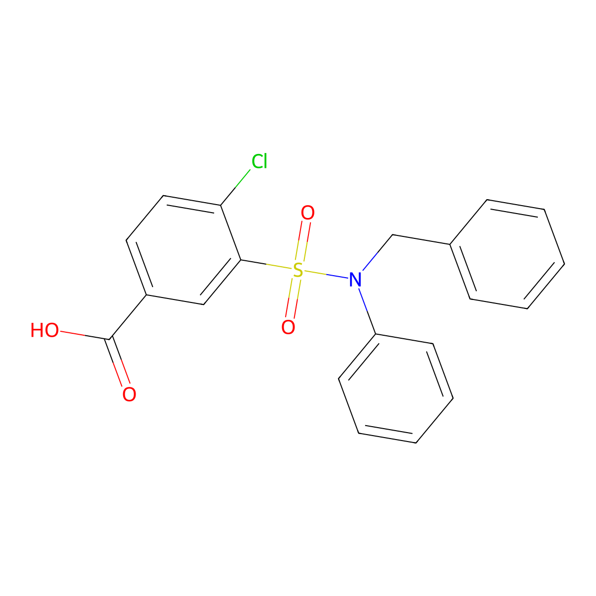 3-[Benzyl(phenyl)sulfamoyl]-4-chlorobenzoic acid molecular structure, CAS 733762-51-1