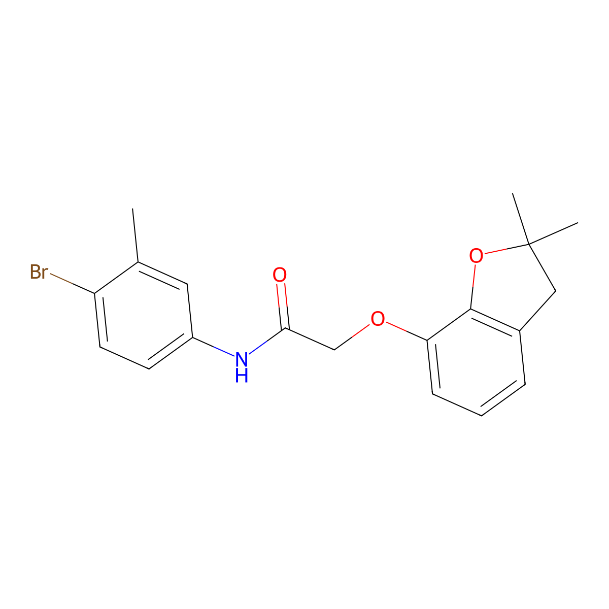 N-(4-bromo-3-methylphenyl)-2-[(2,2-dimethyl-2,3-dihydro-1-benzofuran-7-yl)oxy]acetamide molecular structure, CAS 733763-20-7
