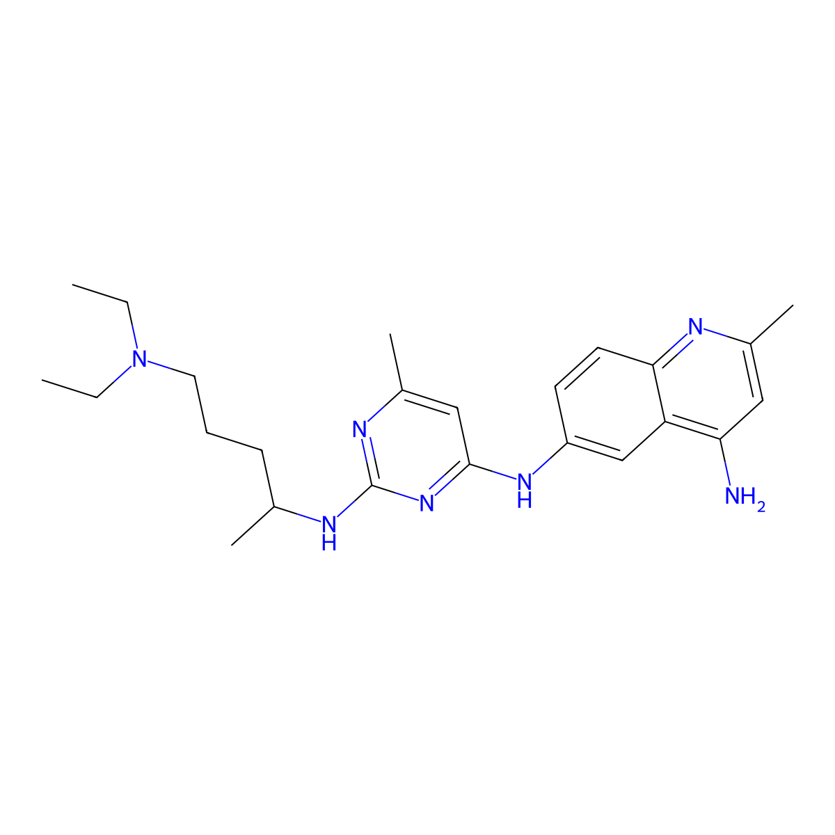 N6-[2-[5-(diethylamino)pentan-2-ylamino]-6-methyl-4-pyrimidinyl]-2-methylquinoline-4,6-diamine molecular structure, CAS 733767-34-5