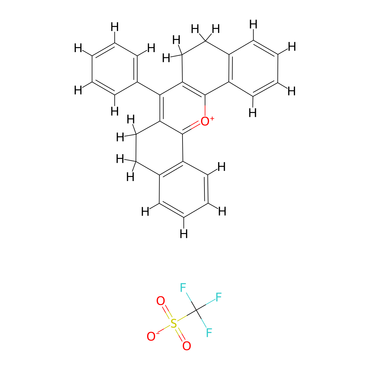 7-Phenyl-5,6,8,9-tetrahydrodibenzo[C,H]xanthylium trifluoromethanesulfonate molecular structure, CAS 73377-38-5