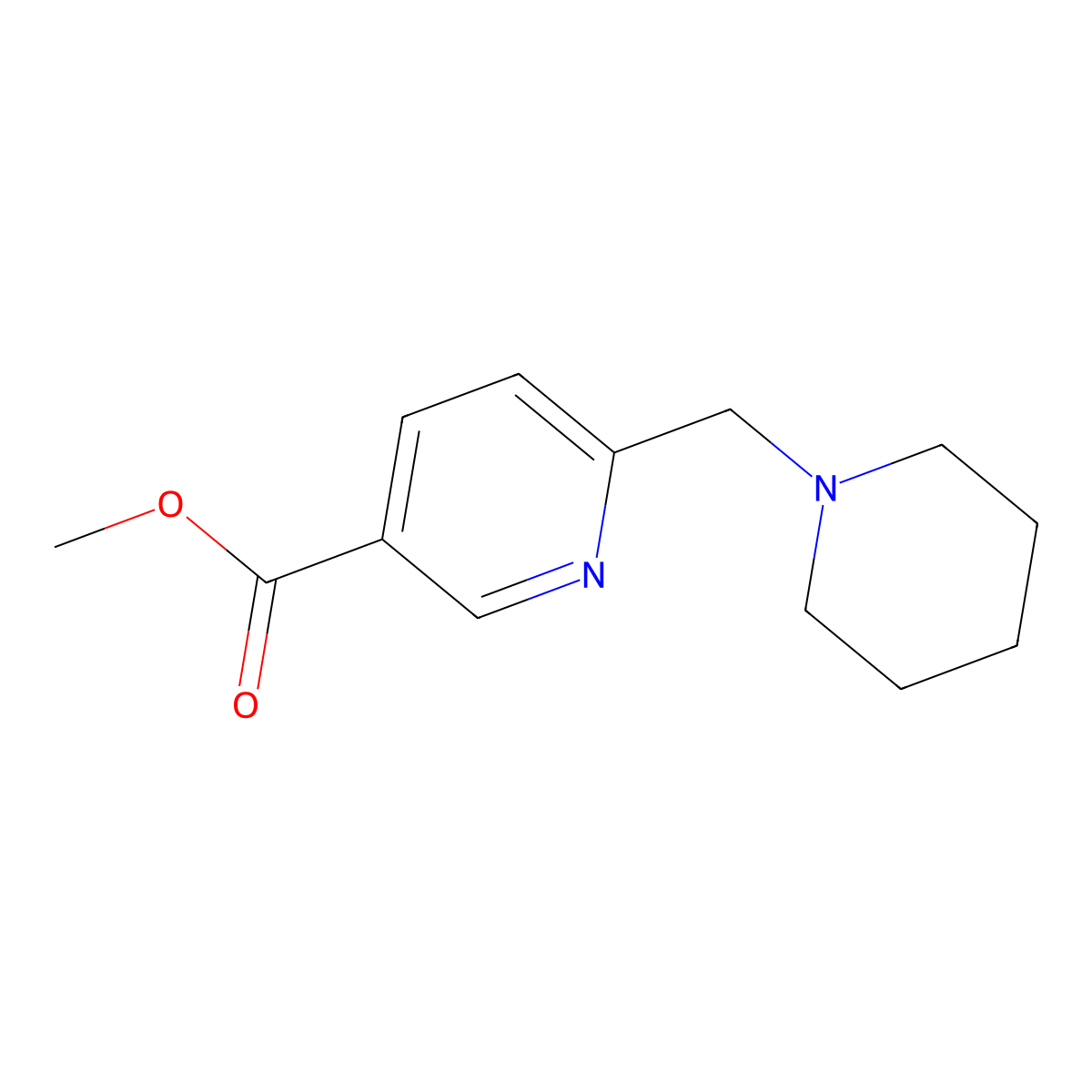 Methyl 6-(piperidin-1-ylmethyl)nicotinate molecular structure, CAS 733783-33-0
