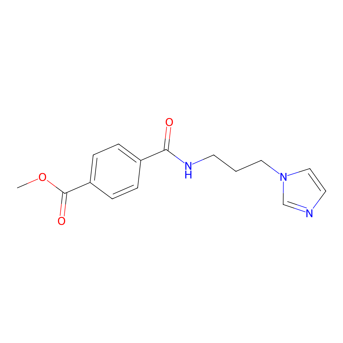 Methyl 4-((3-(1H-imidazol-1-yl)propyl)carbamoyl)benzoate molecular structure, CAS 733784-14-0