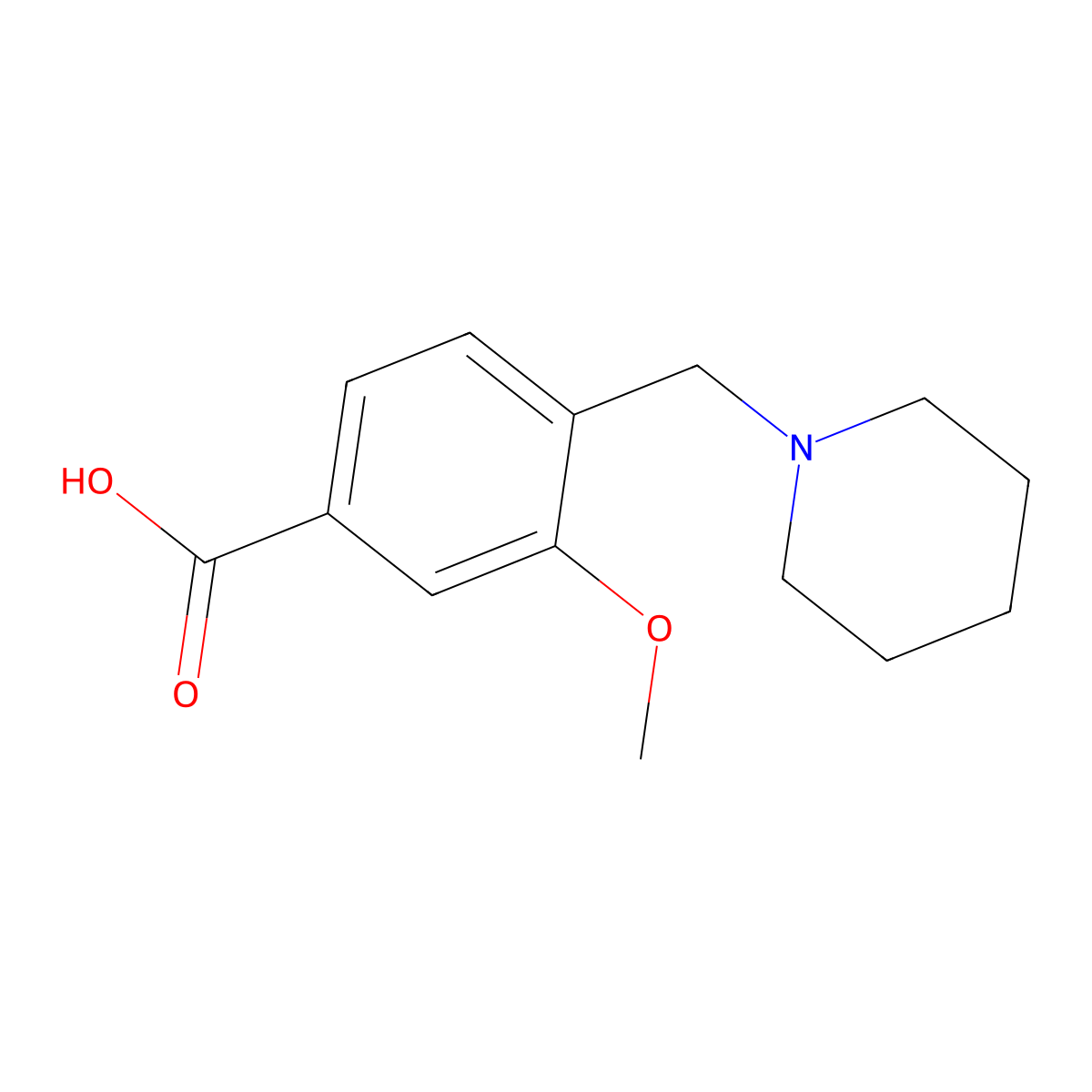 3-Methoxy-4-(piperidin-1-ylmethyl)benzoic acid molecular structure, CAS 733784-25-3