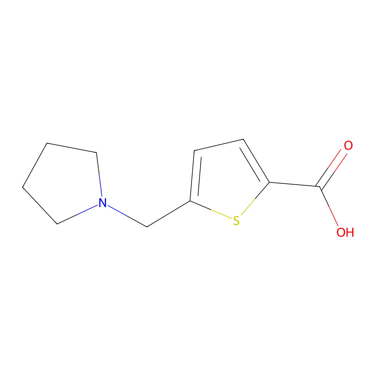 5-(Pyrrolidin-1-ylmethyl)thiophene-2-carboxylic acid molecular structure, CAS 733784-27-5